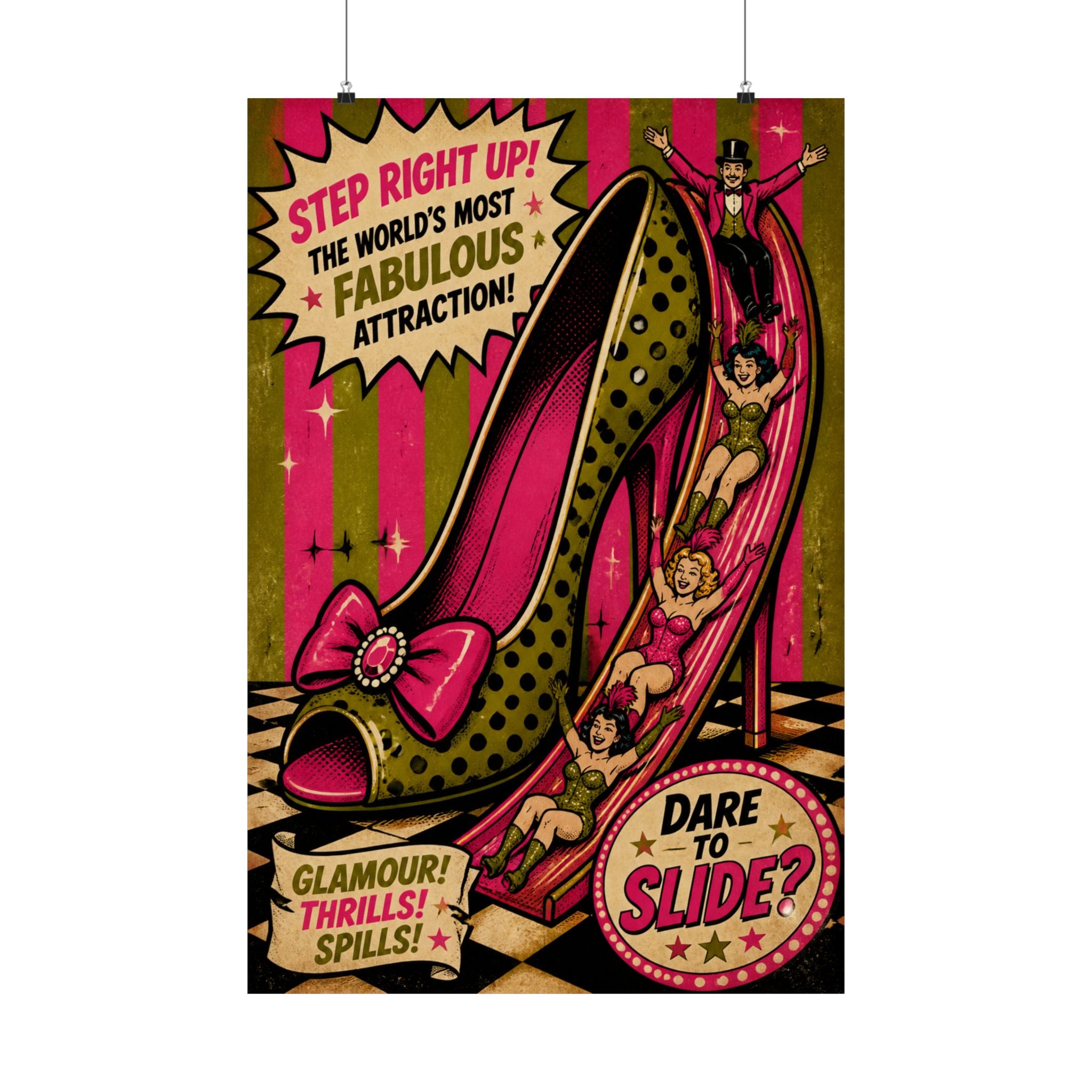 High Heel Slide Wall Art Poster 24×36 Pop Art Restaurant Decor Maximalist Print