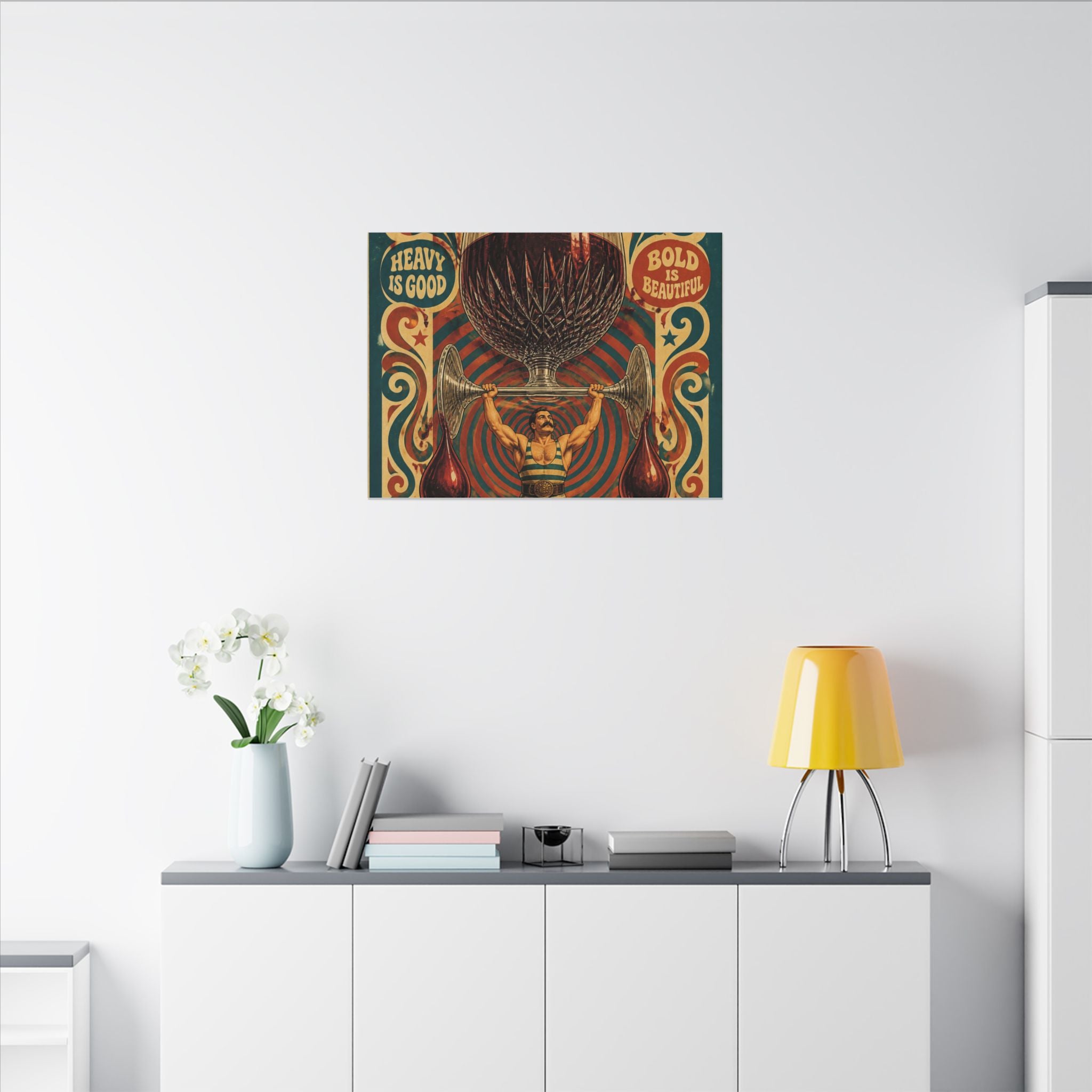 Wine Glass Strongman Wall Art Canvas 16×20 Psychedelic Cafe Decor Maximalist Print