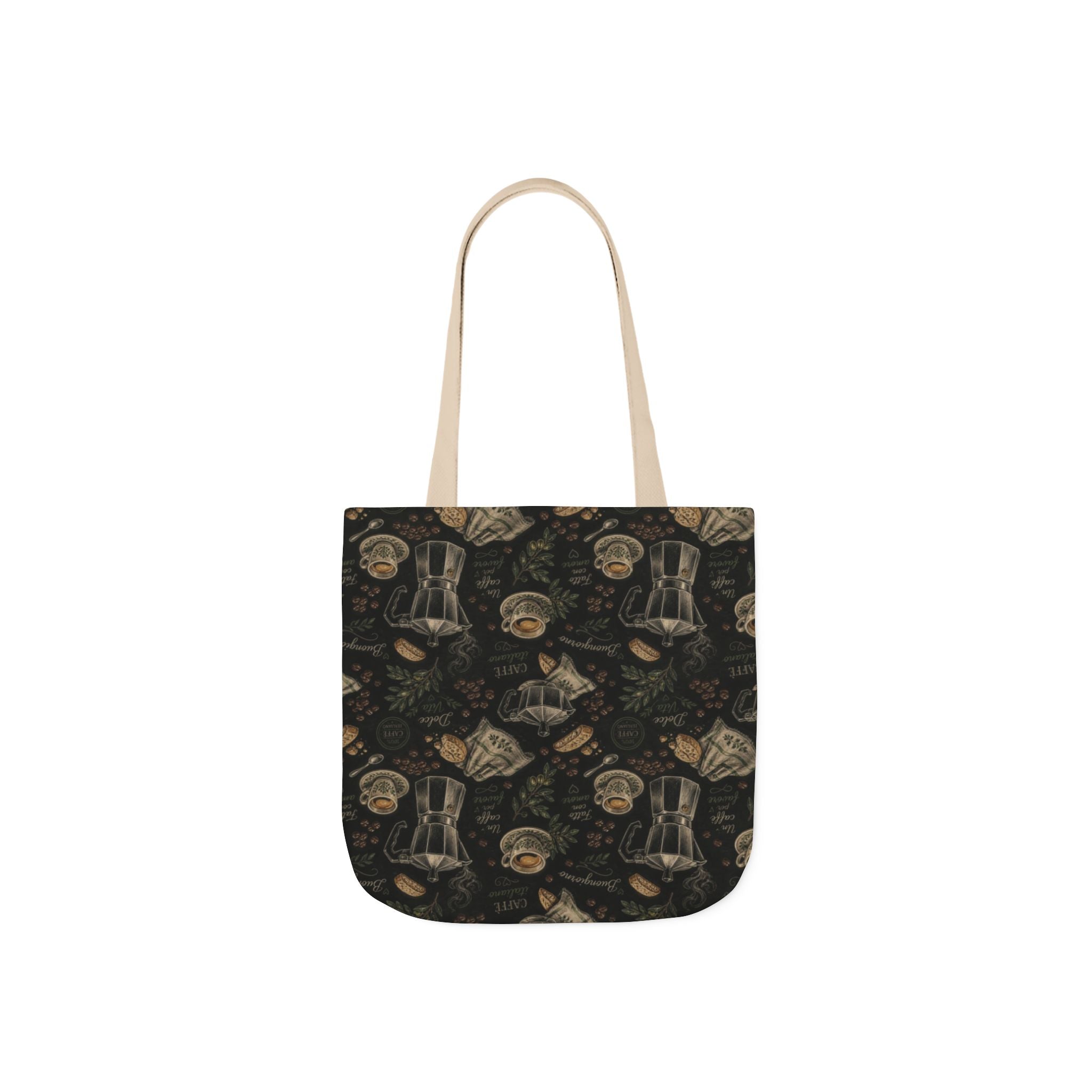 Espresso Moka Pot Canvas Tote Bag Mediterranean Kitchen Chalk Art Design Italian Cottagecore Gift