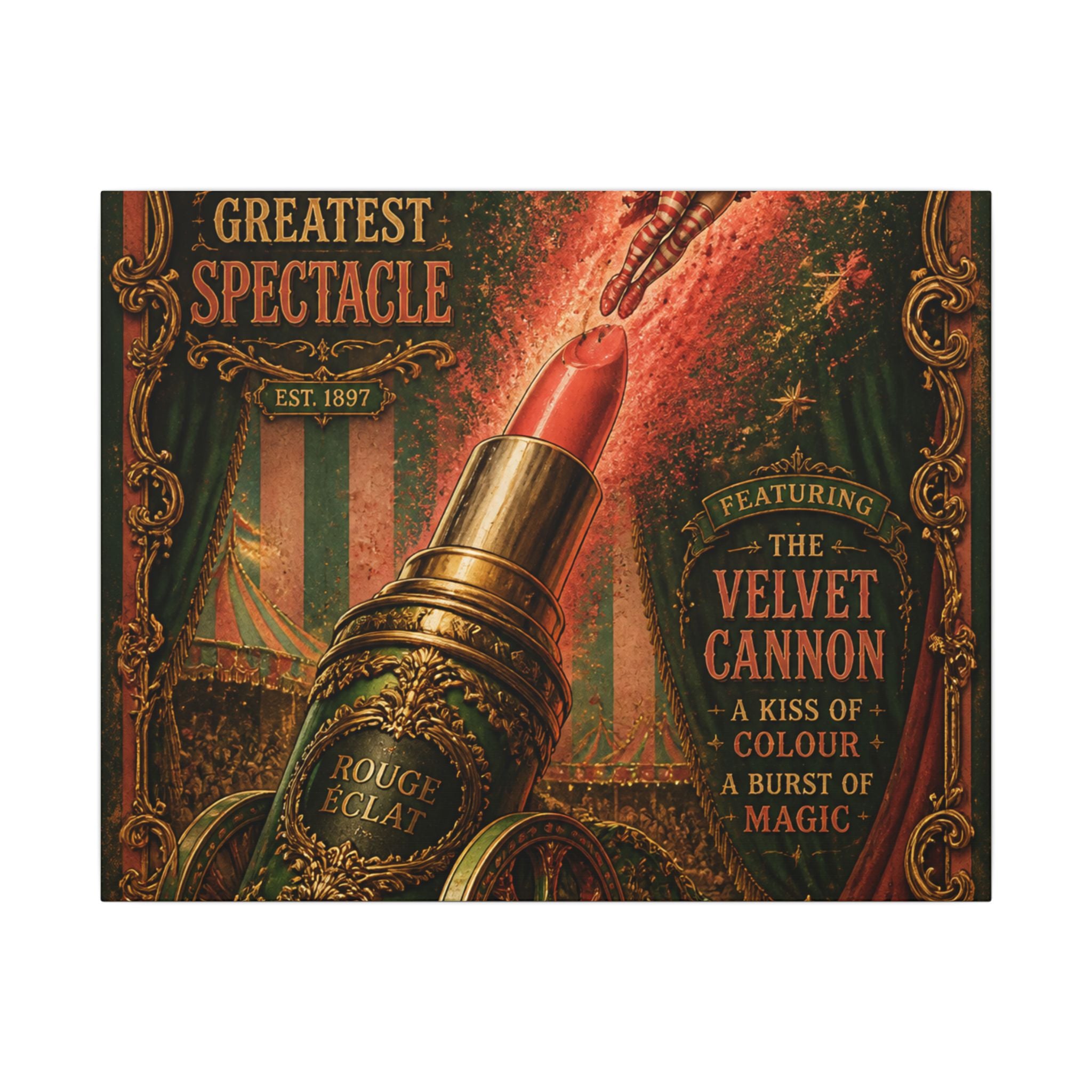 Lipstick Cannon Wall Art Canvas 16×20 Baroque Home Office Decor Maximalist Print