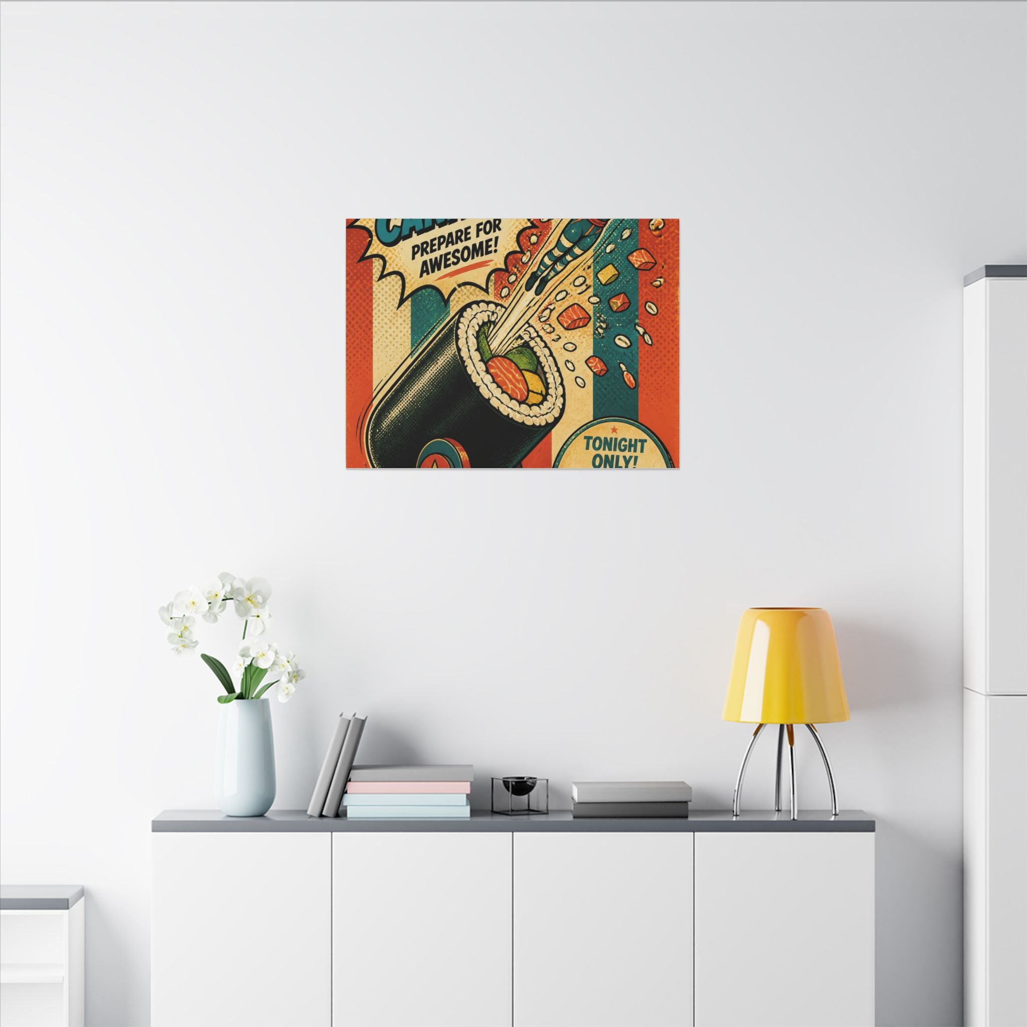 Sushi Roll Cannon Wall Art Canvas 16×20 Pop Art Living Room Decor Maximalist Print