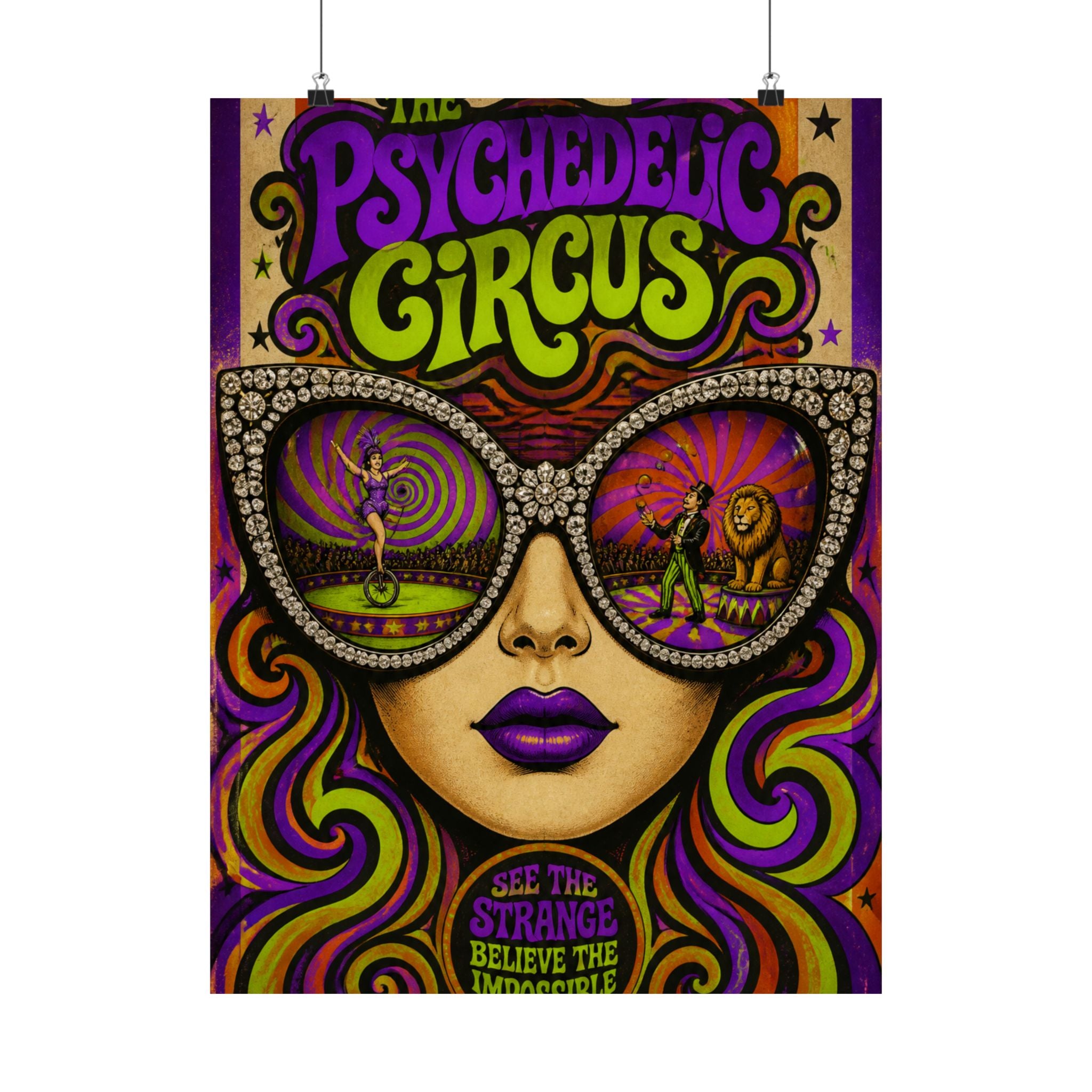 Sunglasses Circus Ring Wall Art Poster 24×36 Psychedelic Dining Room Decor Maximalist Print