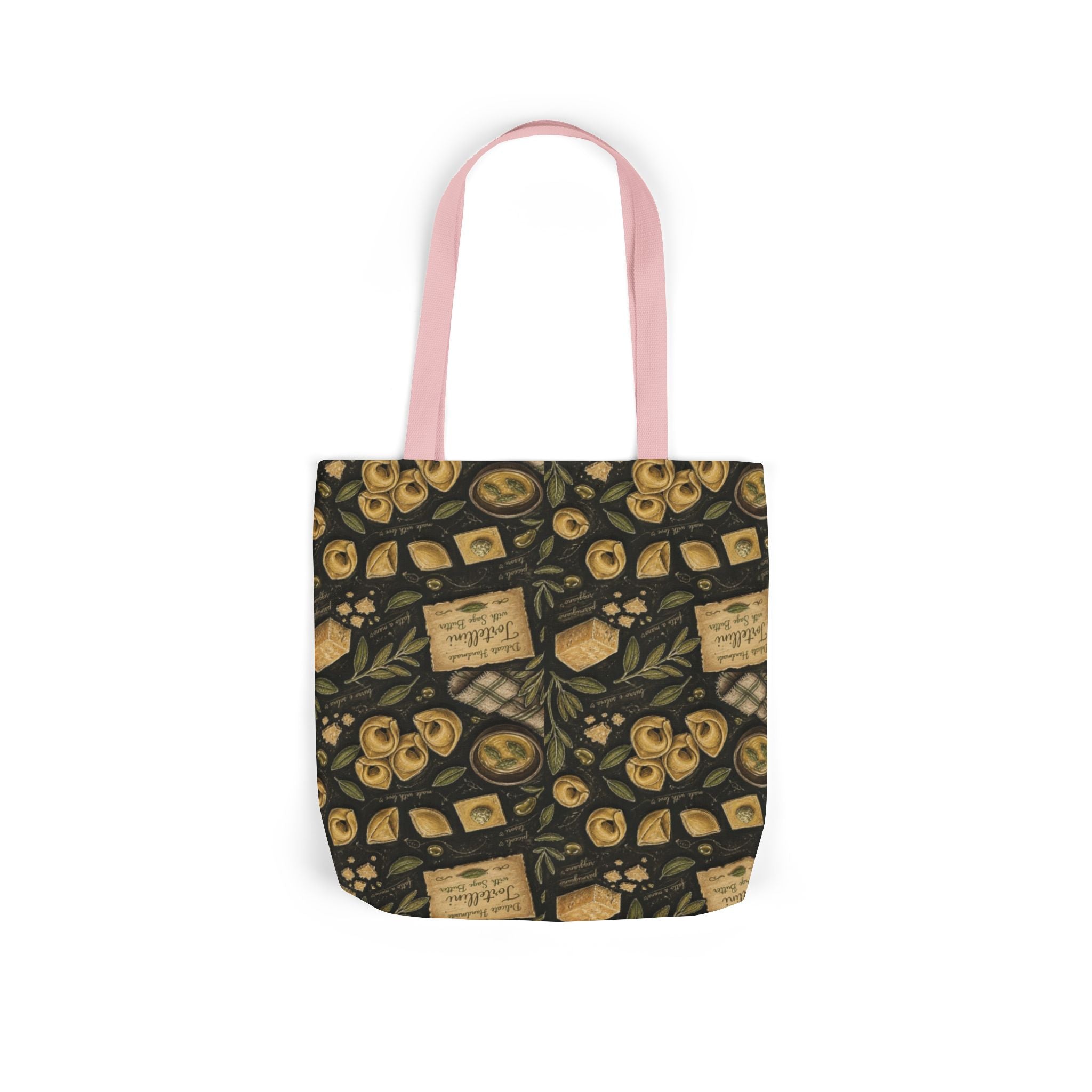 Tortellini with Sage Canvas Tote Bag Mediterranean Kitchen Chalk Art Design Italian Cottagecore Gift