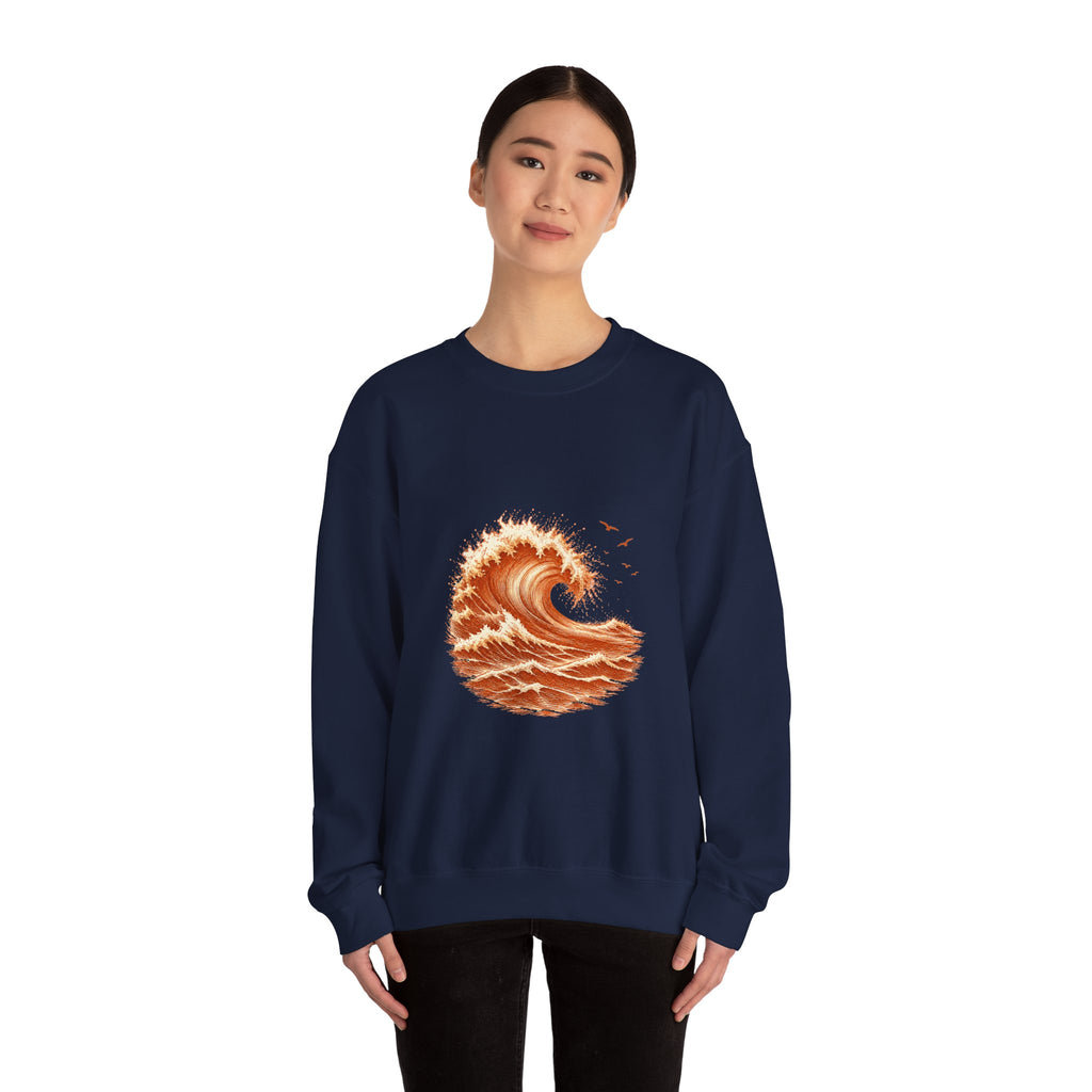 Matching Couple Sweatshirt - Mountain & Ocean Matching Couple Premium Fleece Sweatshirt Hand-Drawn Art His Hers Anniversary Gift - Design B