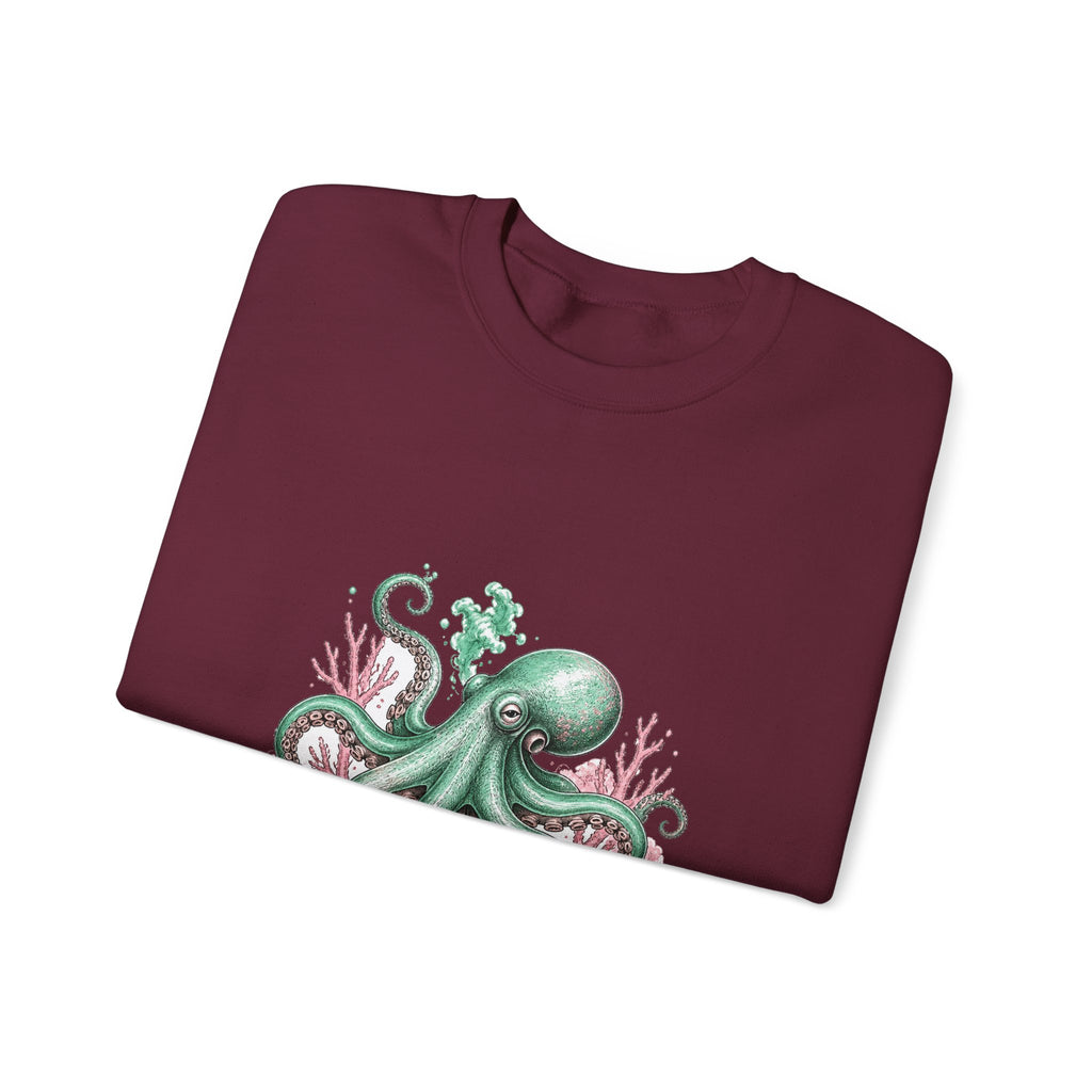 Matching Couple Sweatshirt - Octopus & Jellyfish Matching Couple Premium Fleece Sweatshirt Hand-Drawn Art His Hers Anniversary Gift - Design A