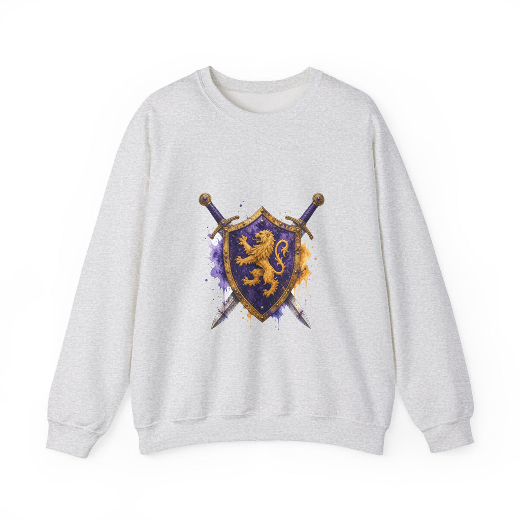Matching Couple Sweatshirt - Crown & Shield Matching Couple Premium Fleece Sweatshirt Watercolor Art His Hers Birthday Gift - Design B