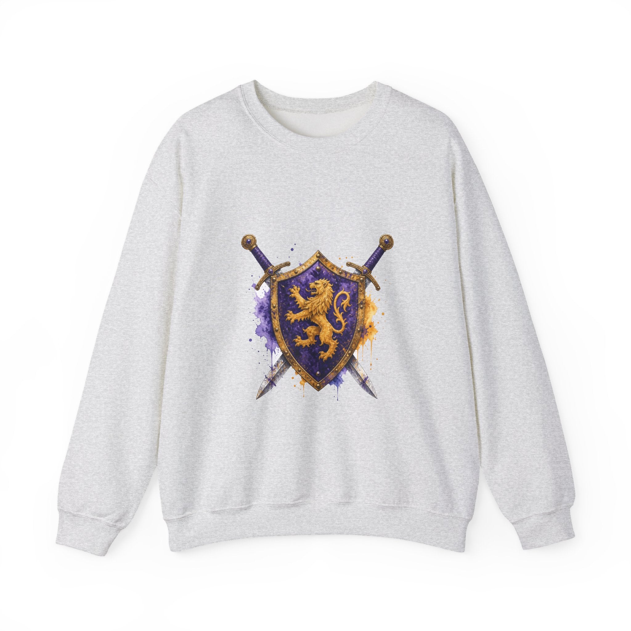 Matching Couple Sweatshirt - Crown & Shield Matching Couple Premium Fleece Sweatshirt Watercolor Art His Hers Birthday Gift - Design B