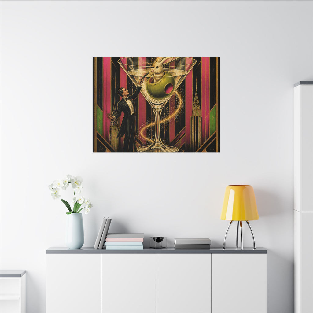 Martini Magician Wall Art Canvas 24×36 Art Deco Bar Area Decor Maximalist Print