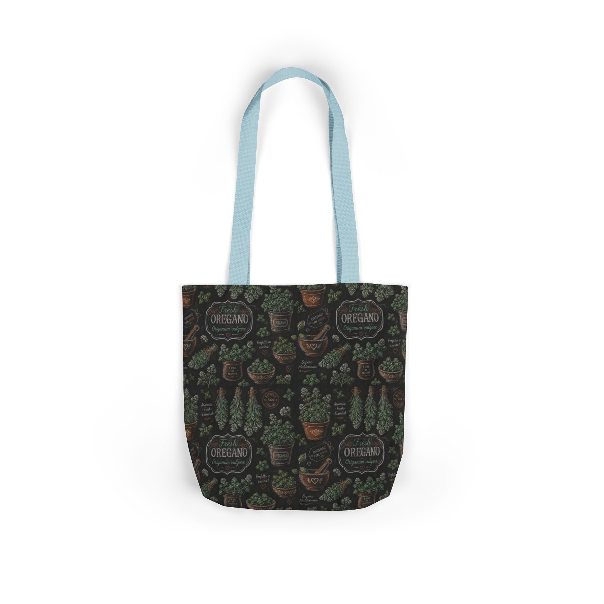 Oregano Sprigs Canvas Tote Bag Mediterranean Kitchen Chalk Art Design Italian Cottagecore Gift