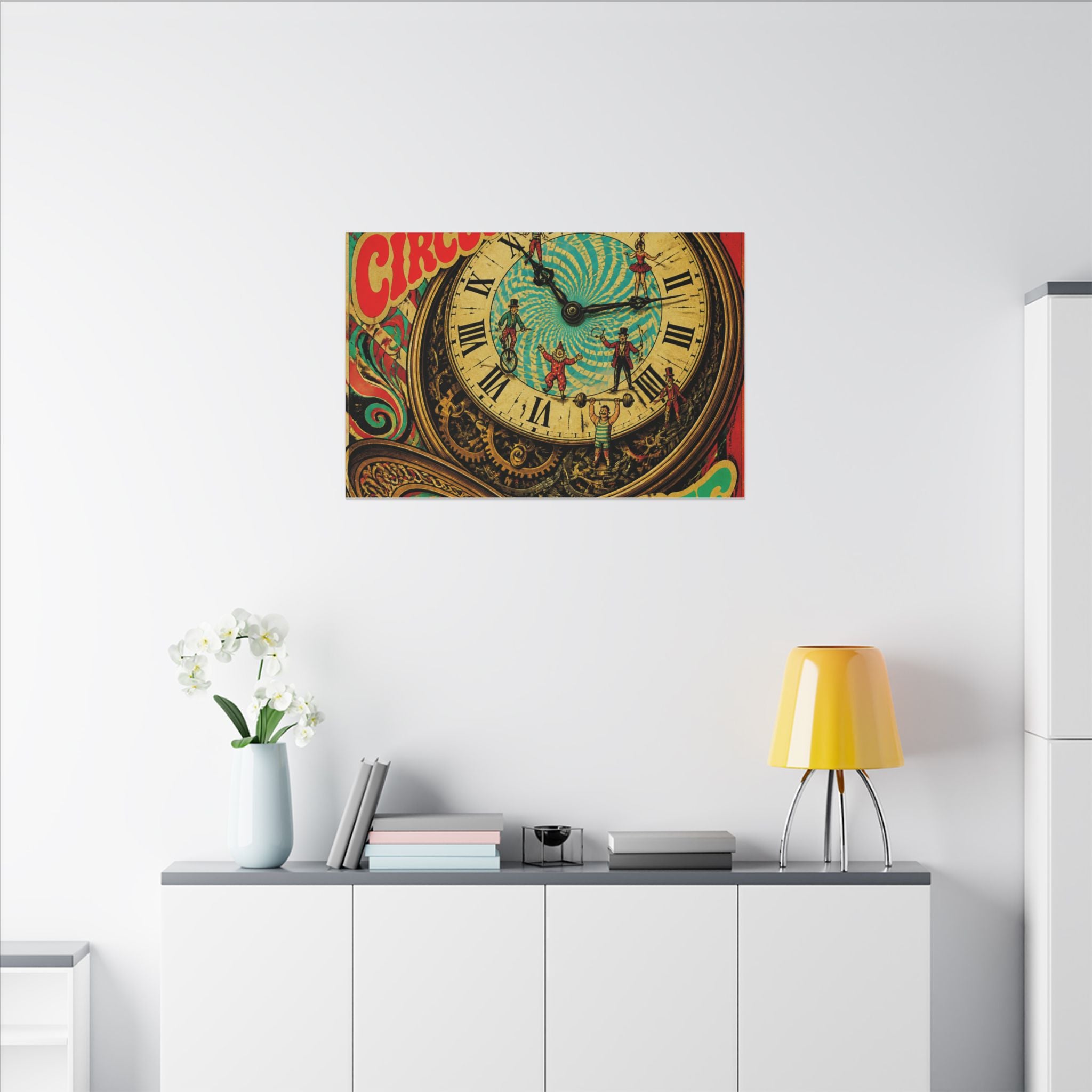 Pocket Watch Performers Wall Art Canvas 24×36 Psychedelic Dining Room Decor Maximalist Print