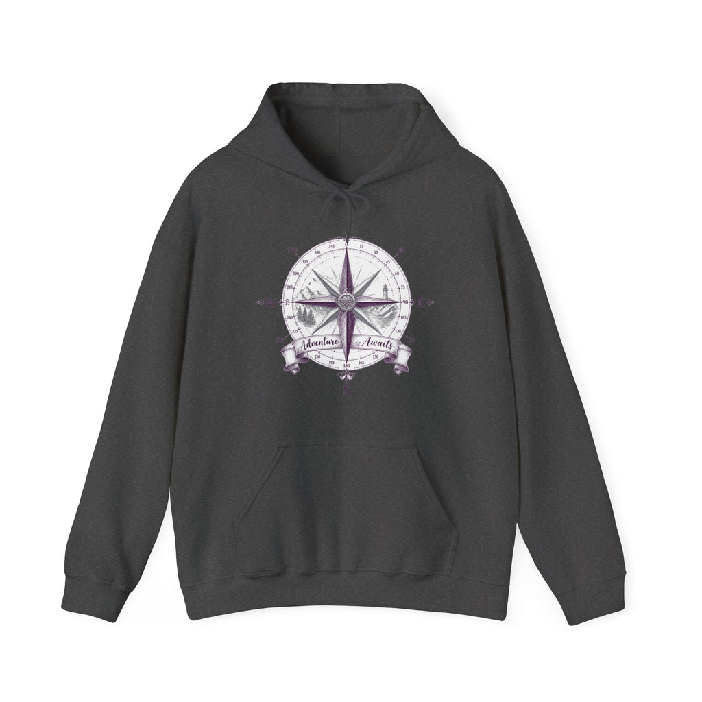 Matching Couple Sweatshirt - Compass North & South Matching Couple Hooded Sweatshirt Hand-Drawn Art His Hers Best Friend Gift - Design B