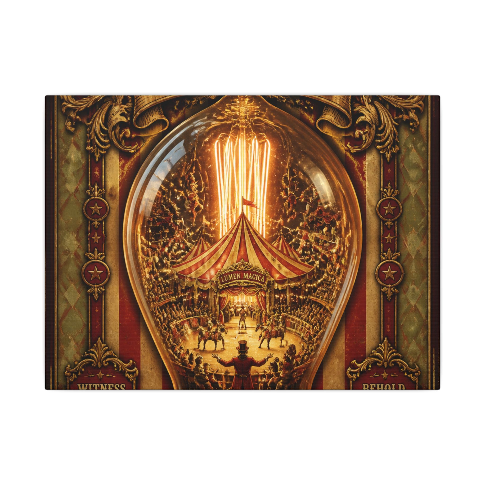 Light Bulb Circus Wall Art Canvas 16×20 Baroque Home Office Decor Maximalist Print