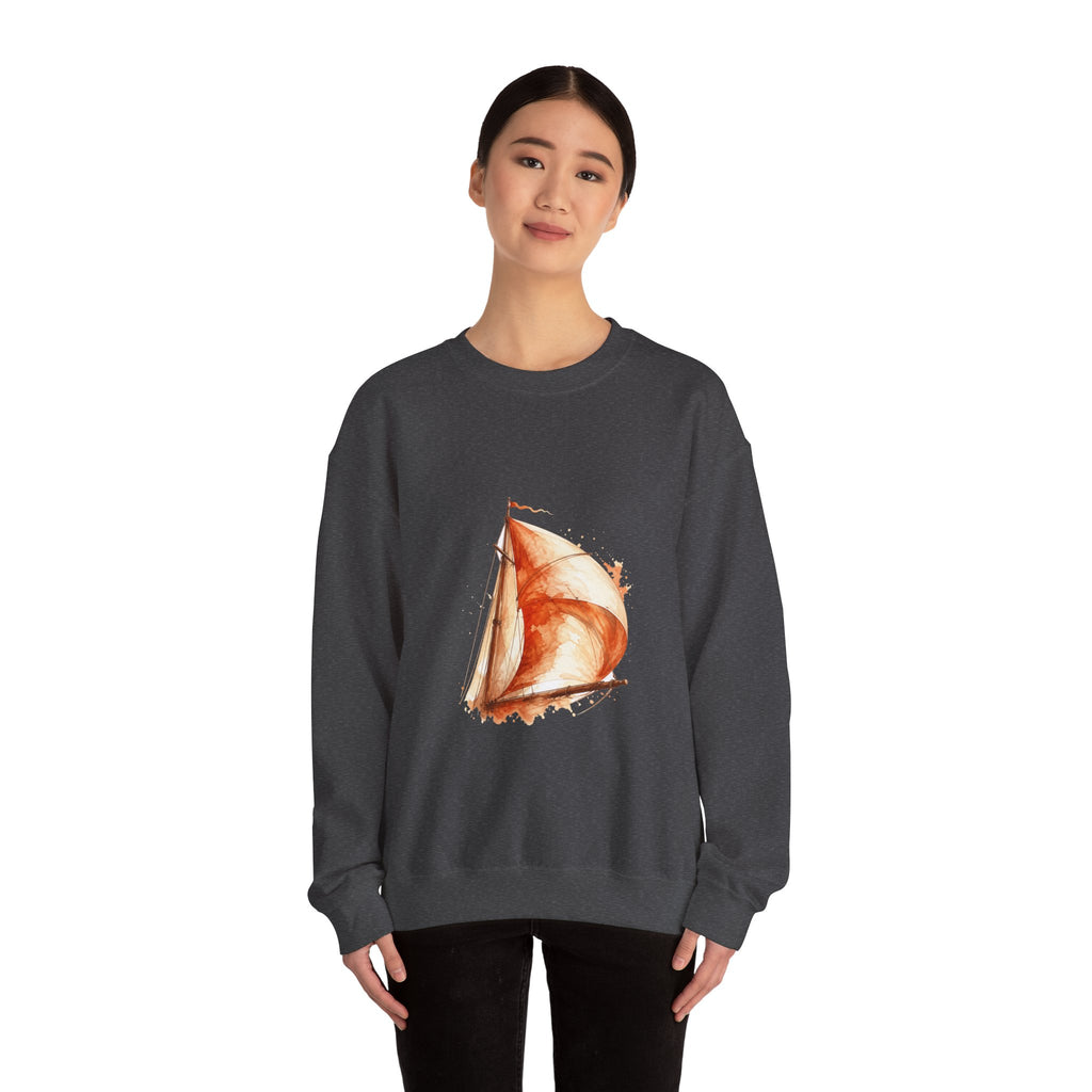 Matching Couple Sweatshirt - Anchor & Sail Matching Couple Crewneck Sweatshirt Watercolor Art His Hers Engagement Gift - Design B