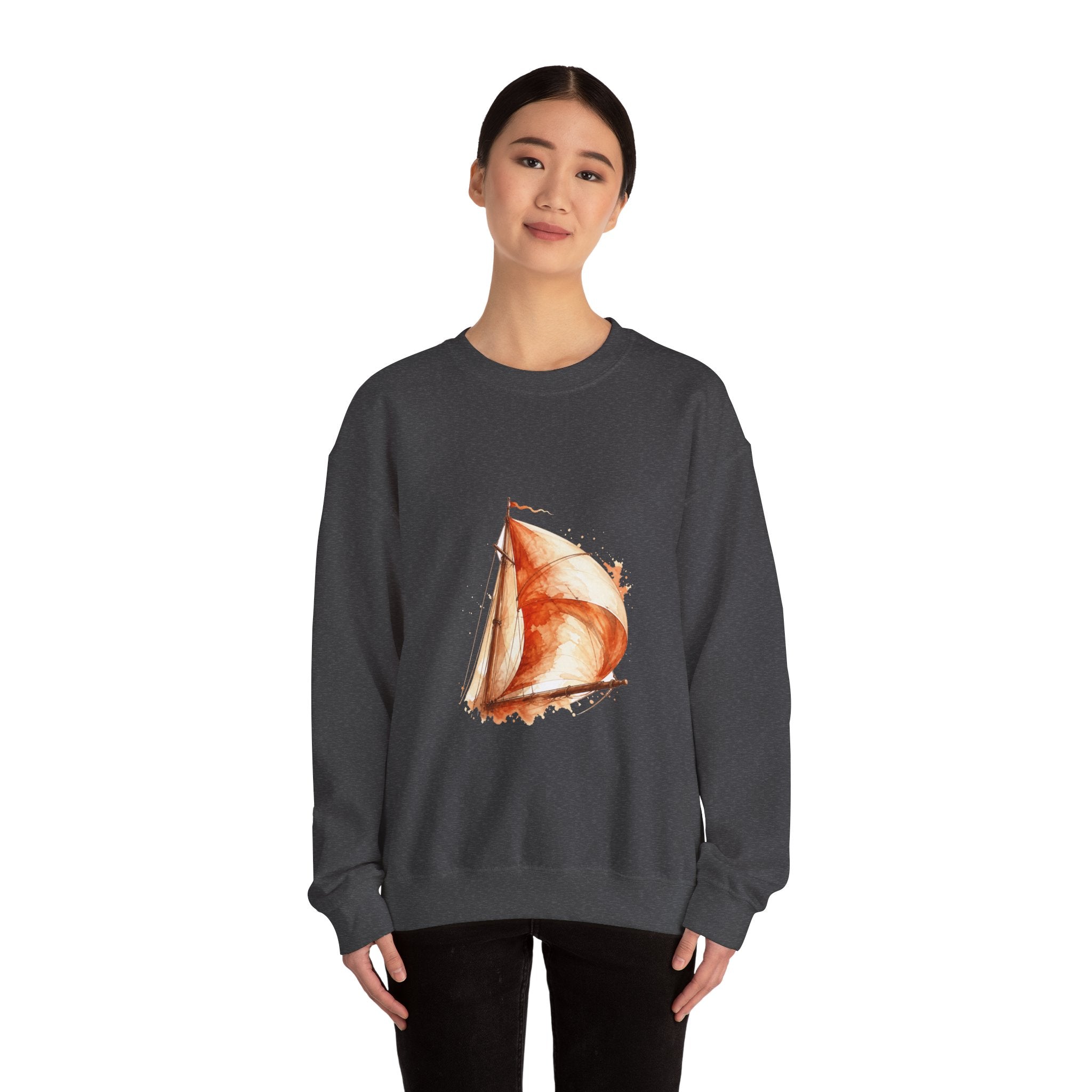 Matching Couple Sweatshirt - Anchor & Sail Matching Couple Crewneck Sweatshirt Watercolor Art His Hers Engagement Gift - Design B