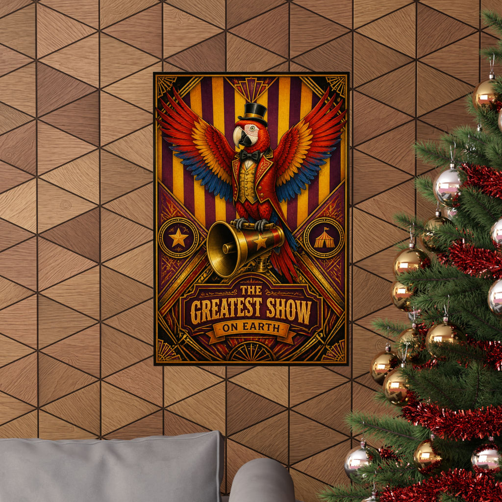 Parrot Ringmaster Wall Art Poster 24×36 Art Deco Bar Area Decor Maximalist Print