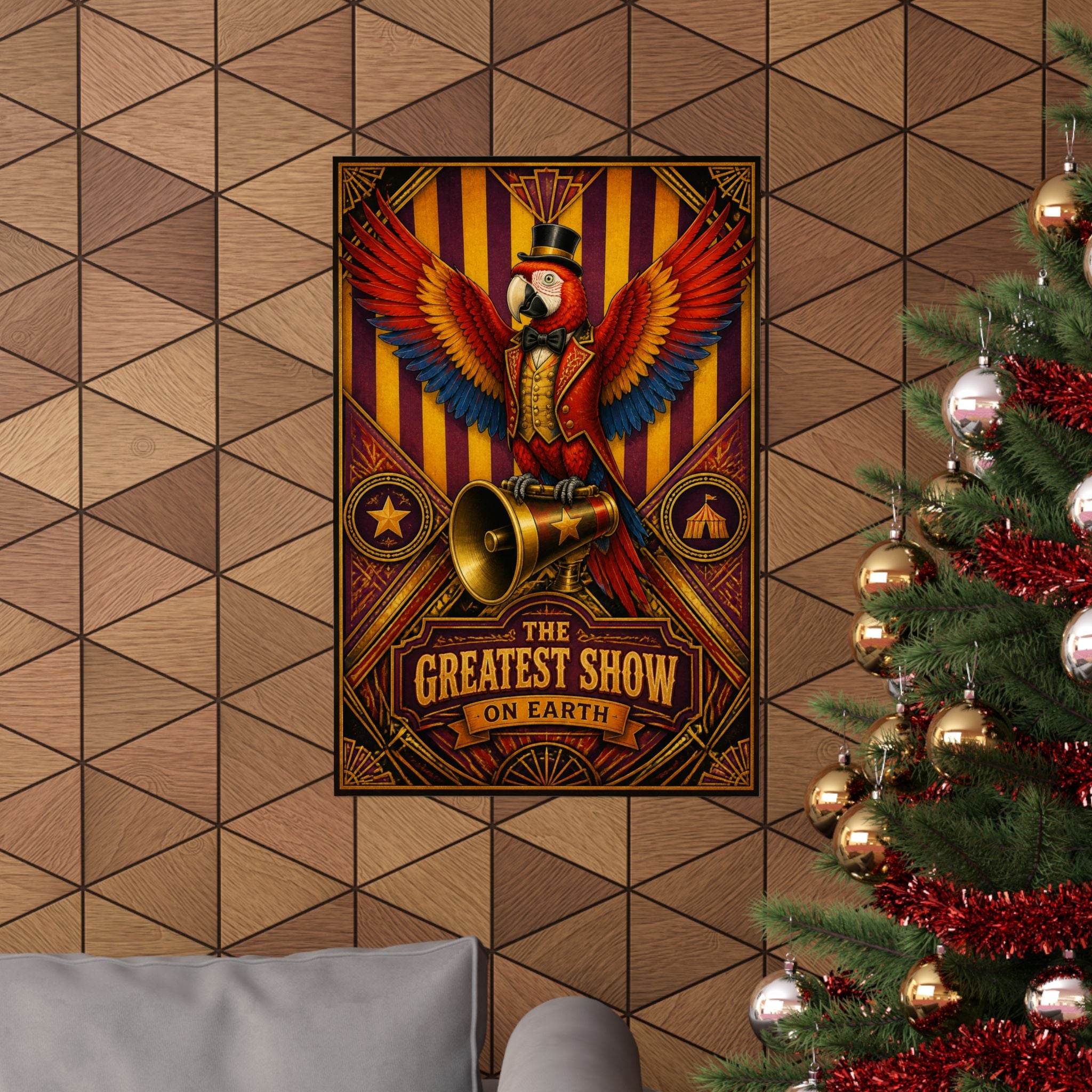 Parrot Ringmaster Wall Art Poster 24×36 Art Deco Bar Area Decor Maximalist Print