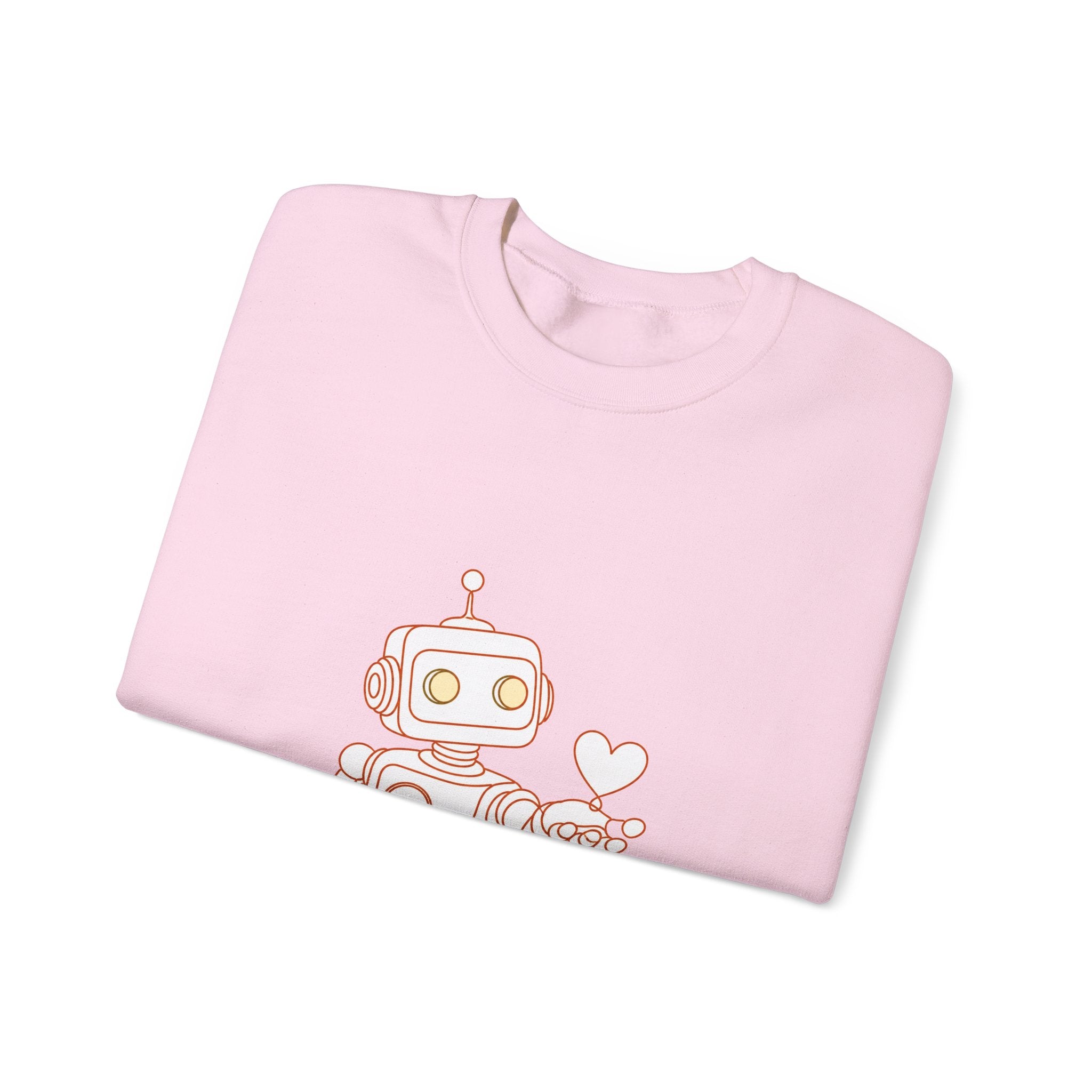 Matching Couple Sweatshirt - Robot & Heart Matching Couple Crewneck Sweatshirt Minimalist Art His Hers Valentine Gift - Design A