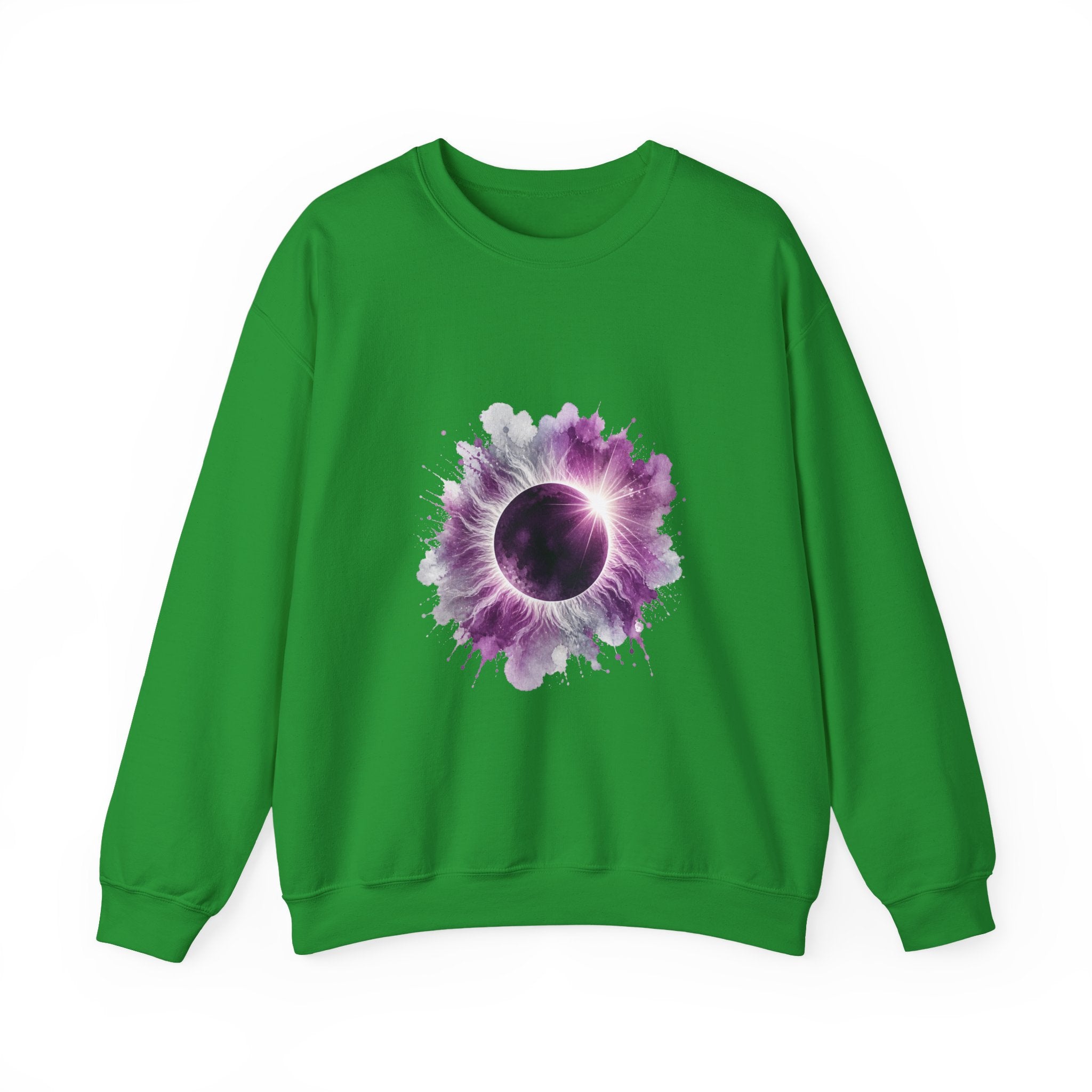Matching Couple Sweatshirt - Solar & Lunar Eclipse Matching Couple Premium Fleece Sweatshirt Watercolor Art His Hers Birthday Gift - Design A