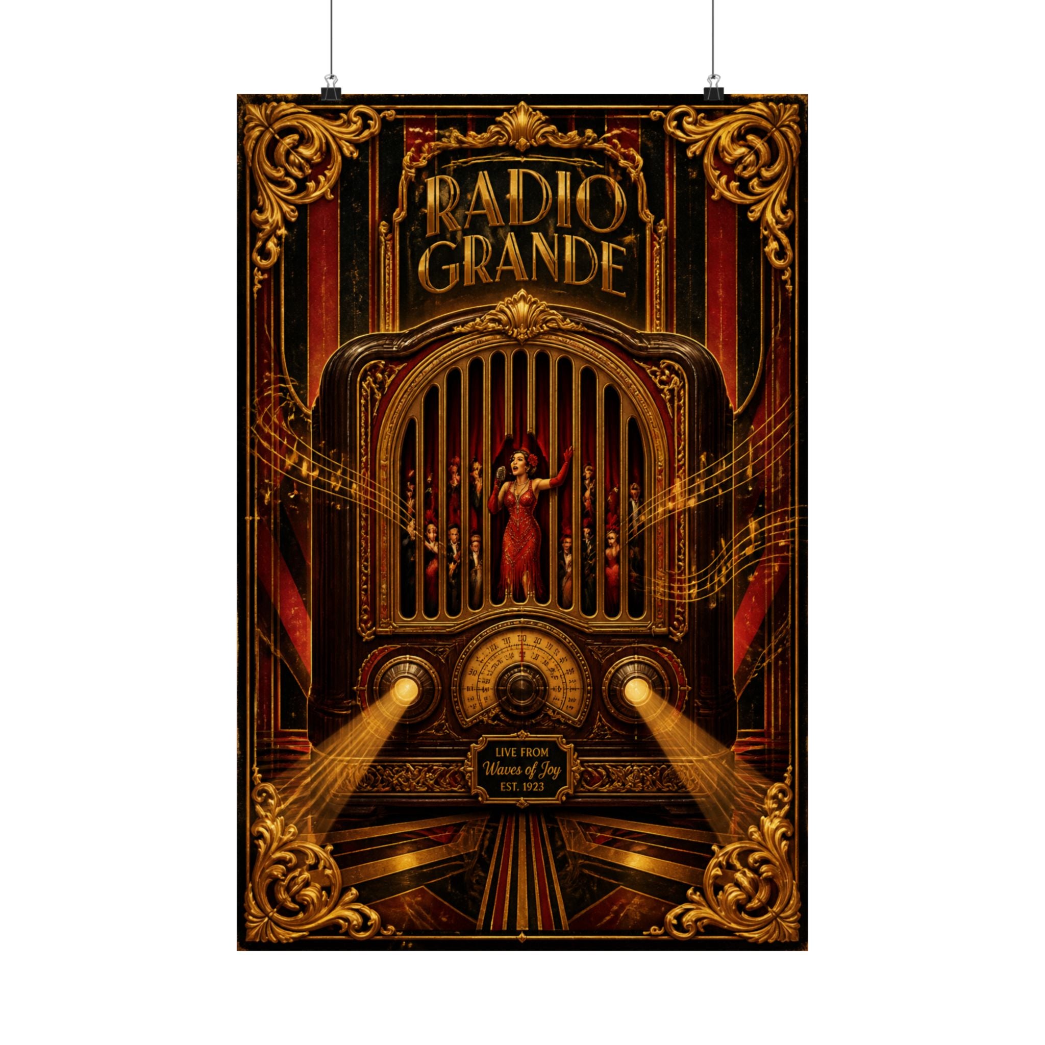 Vintage Radio Stage Wall Art Poster 18×24 Baroque Home Office Decor Maximalist Print