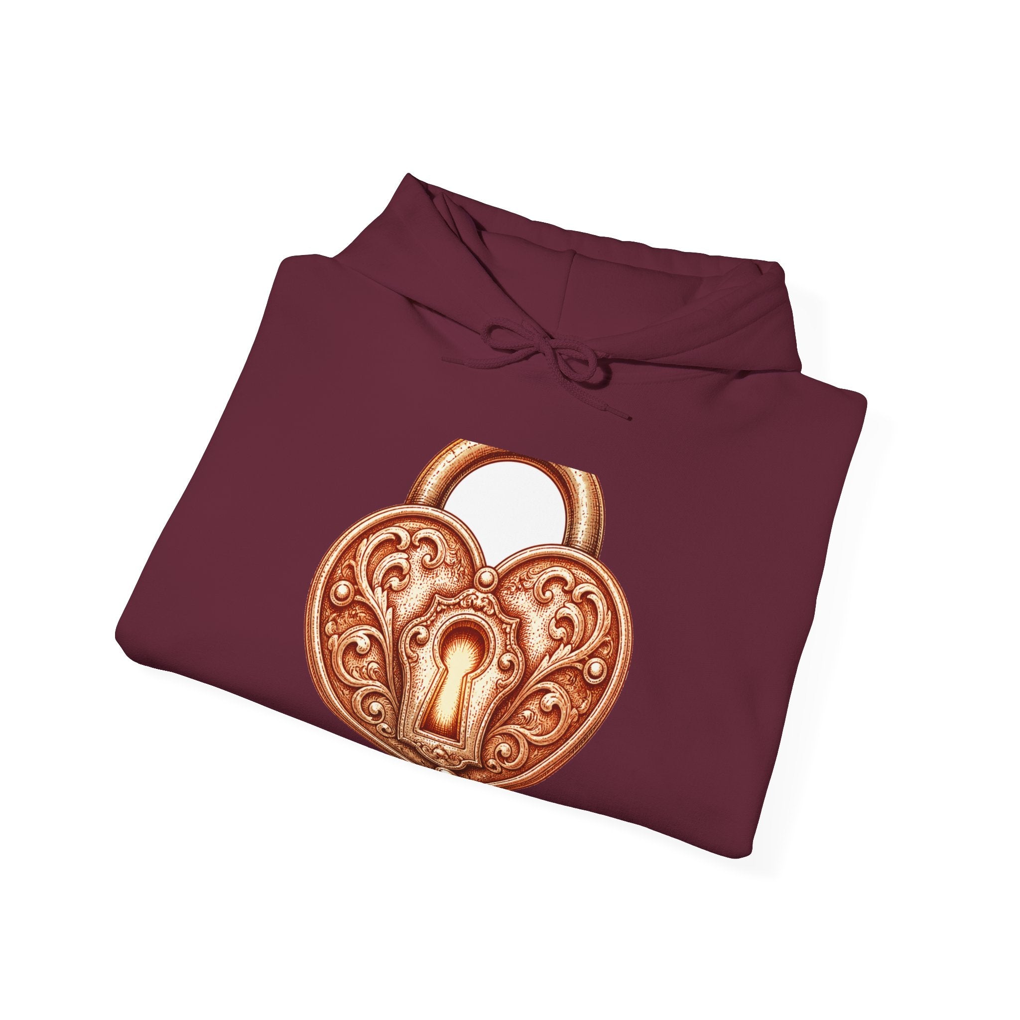 Matching Couple Sweatshirt - Key & Lock Matching Couple Hooded Sweatshirt Hand-Drawn Art His Hers Best Friend Gift - Design B