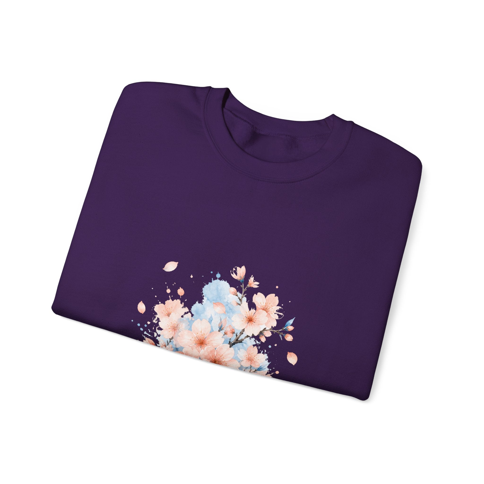Matching Couple Sweatshirt - Cherry Blossom & Maple Leaf Matching Couple Premium Fleece Sweatshirt Watercolor Art His Hers Birthday Gift - Design A