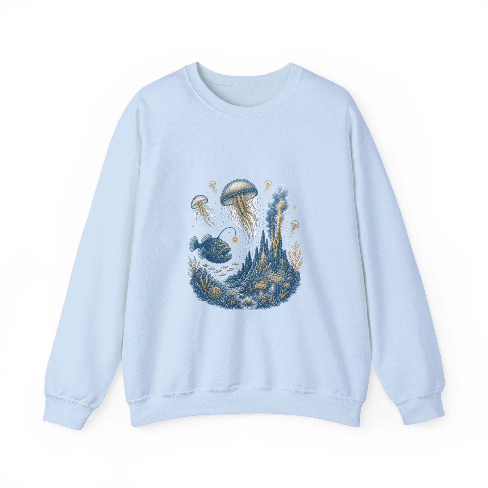 Matching Couple Sweatshirt - Coral Reef & Deep Sea Matching Couple Crewneck Sweatshirt Vintage Art His Hers Wedding Gift - Design B