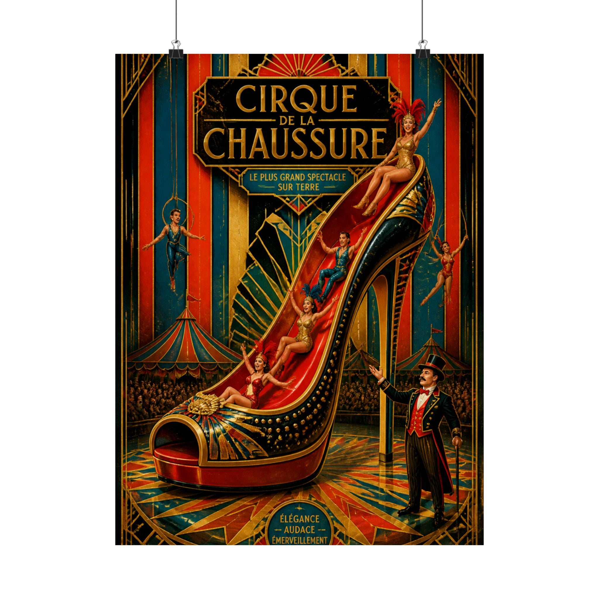 High Heel Slide Wall Art Poster 18×24 Art Deco Entryway Decor Maximalist Print