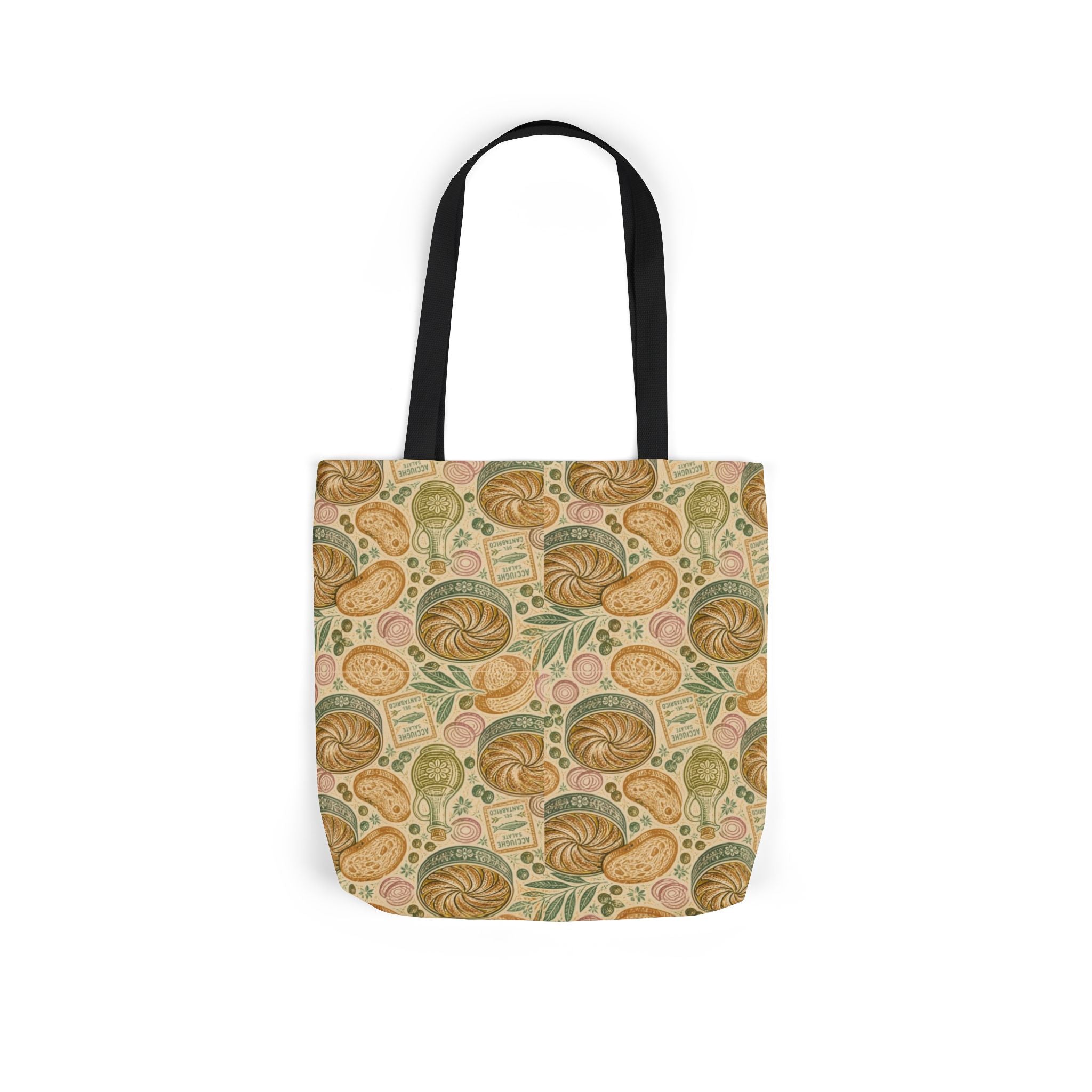 Anchovies & Capers Canvas Tote Bag Mediterranean Kitchen Linocut Design Italian Cottagecore Gift