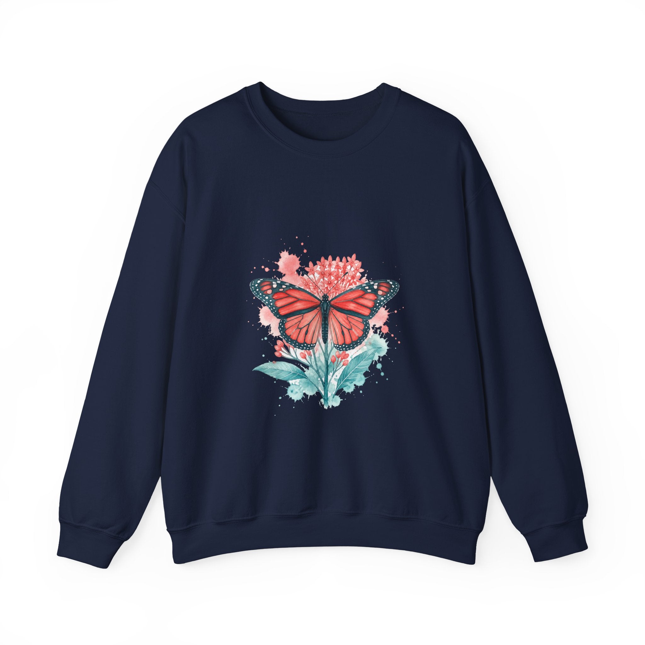 Matching Couple Sweatshirt - Butterfly & Moth Matching Couple Crewneck Sweatshirt Watercolor Art His Hers Engagement Gift - Design A