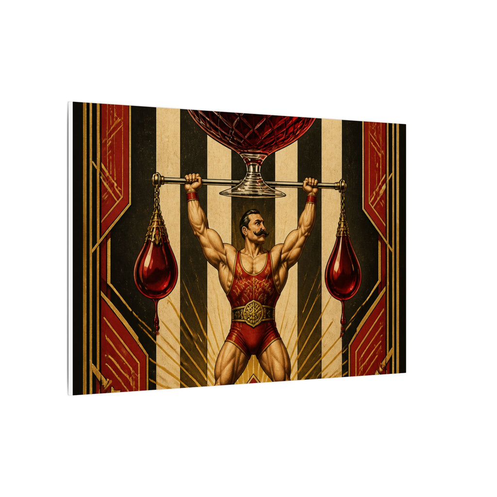 Wine Glass Strongman Wall Art Canvas 16×20 Art Deco Entryway Decor Maximalist Print