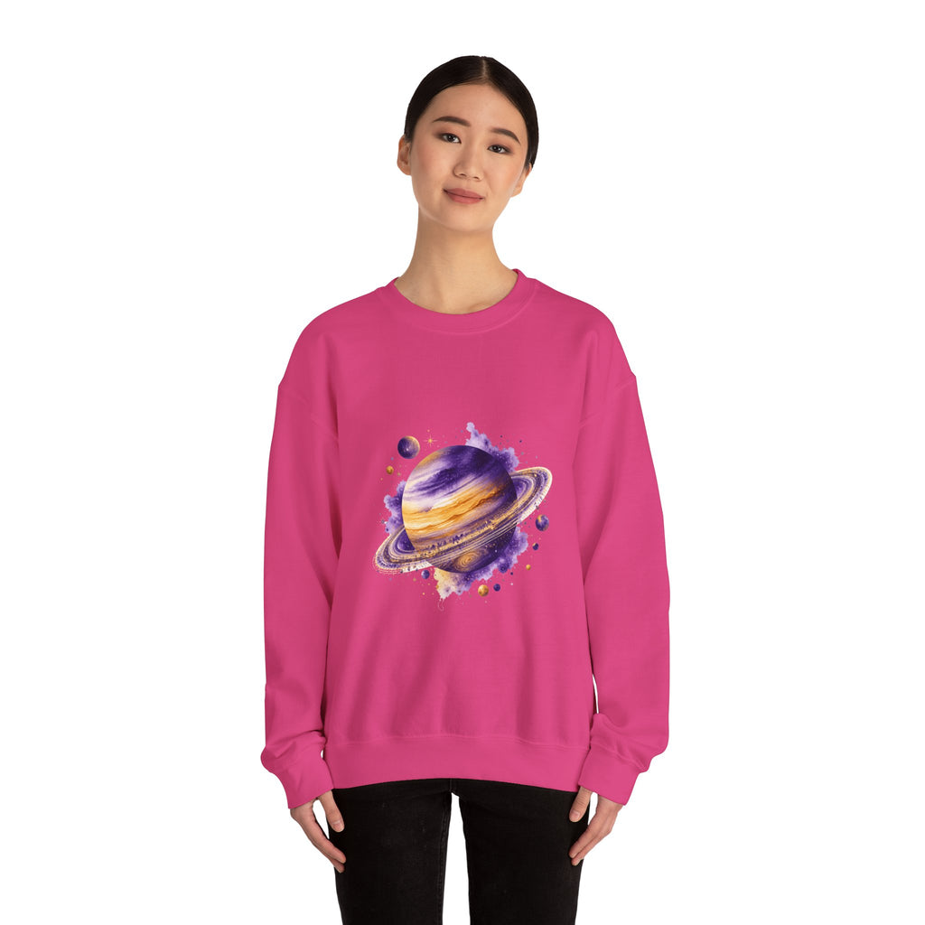 Matching Couple Sweatshirt - Astronaut & Planet Matching Couple Comfort Colors Crew Watercolor Art His Hers Birthday Gift - Design B