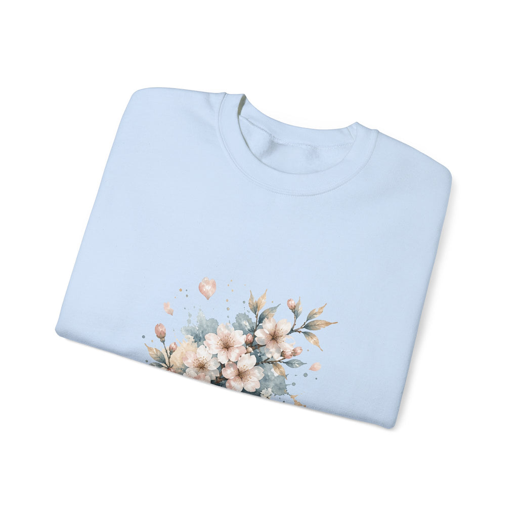 Matching Couple Sweatshirt - Cherry Blossom & Maple Leaf Matching Couple Crewneck Sweatshirt Watercolor Art His Hers Engagement Gift - Design A
