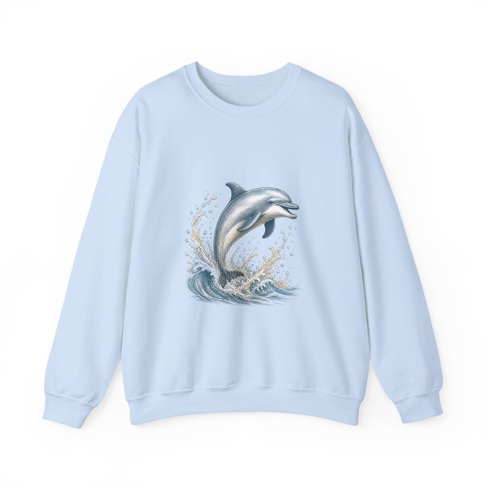 Matching Couple Sweatshirt - Shark & Dolphin Matching Couple Premium Fleece Sweatshirt Hand-Drawn Art His Hers Anniversary Gift - Design B