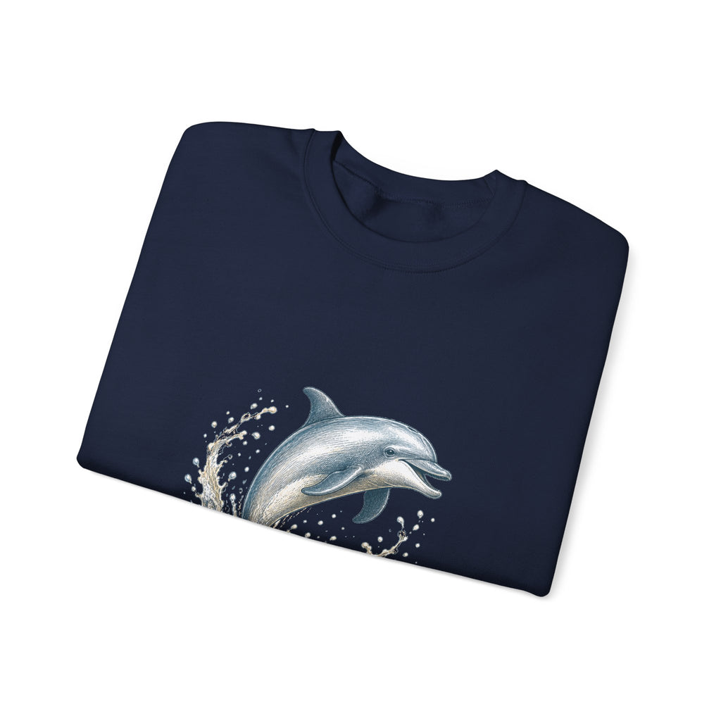 Matching Couple Sweatshirt - Shark & Dolphin Matching Couple Premium Fleece Sweatshirt Hand-Drawn Art His Hers Anniversary Gift - Design B