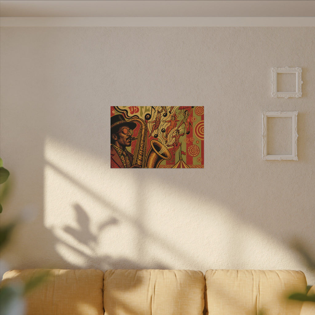 Saxophone Music Circus Wall Art Canvas 24×36 Psychedelic Dining Room Decor Maximalist Print