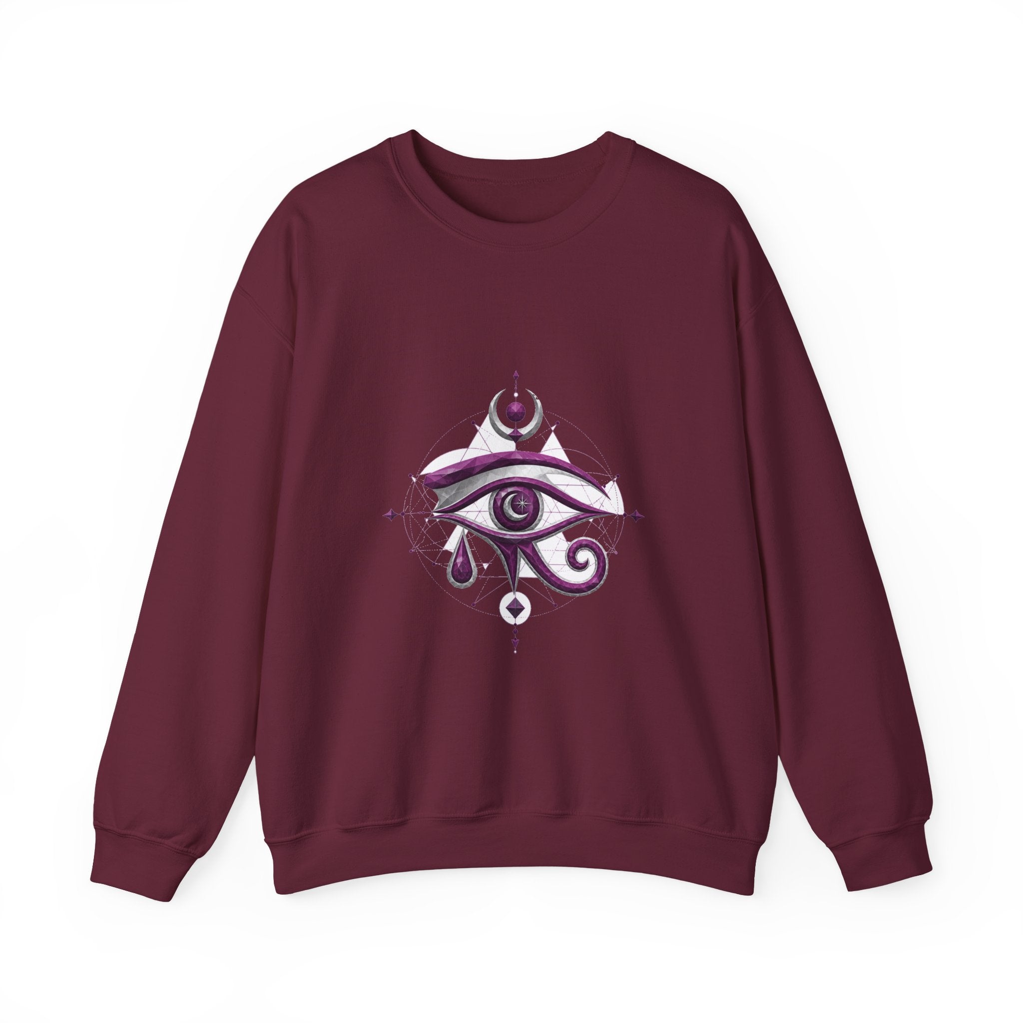 Matching Couple Sweatshirt - Eye of Ra & Horus Matching Couple Crewneck Sweatshirt Geometric Art His Hers Couple Gift - Design B