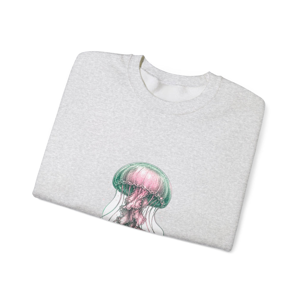 Matching Couple Sweatshirt - Octopus & Jellyfish Matching Couple Premium Fleece Sweatshirt Hand-Drawn Art His Hers Anniversary Gift - Design B
