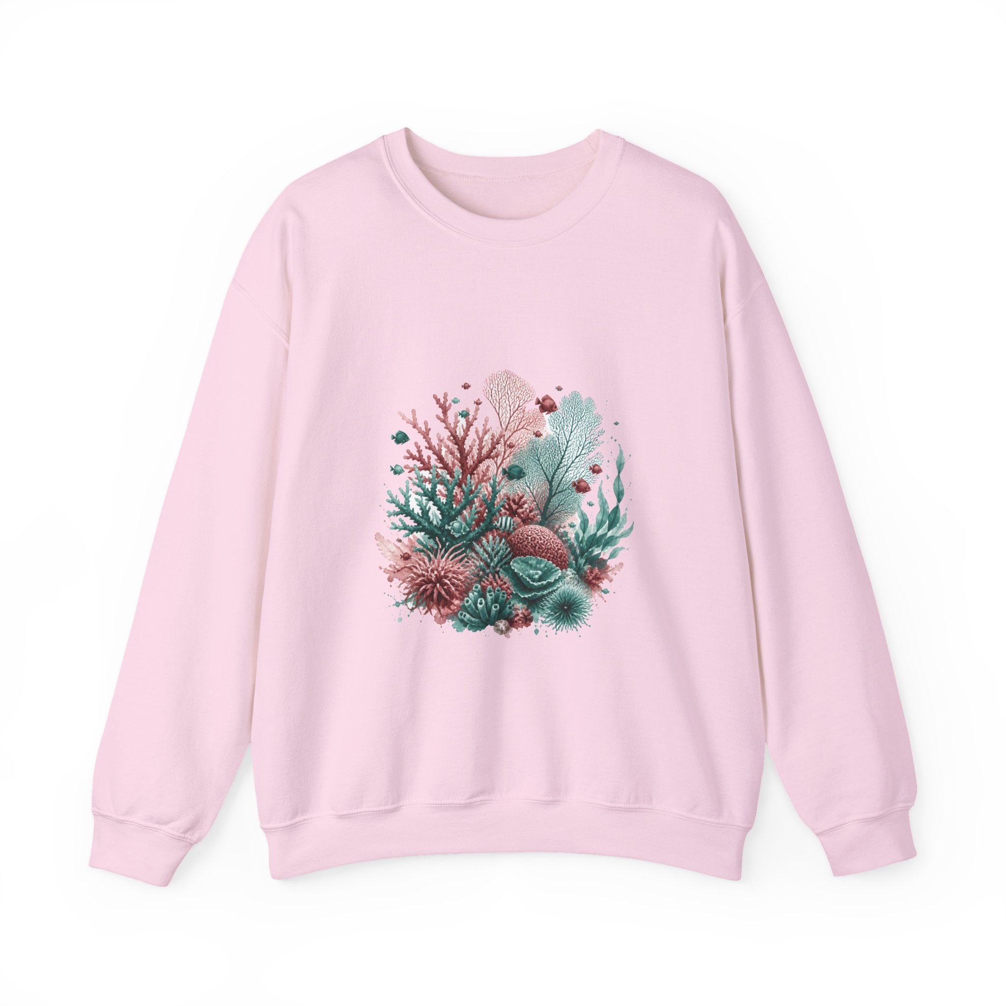 Matching Couple Sweatshirt - Coral Reef & Deep Sea Matching Couple Premium Fleece Sweatshirt Watercolor Art His Hers Birthday Gift - Design A