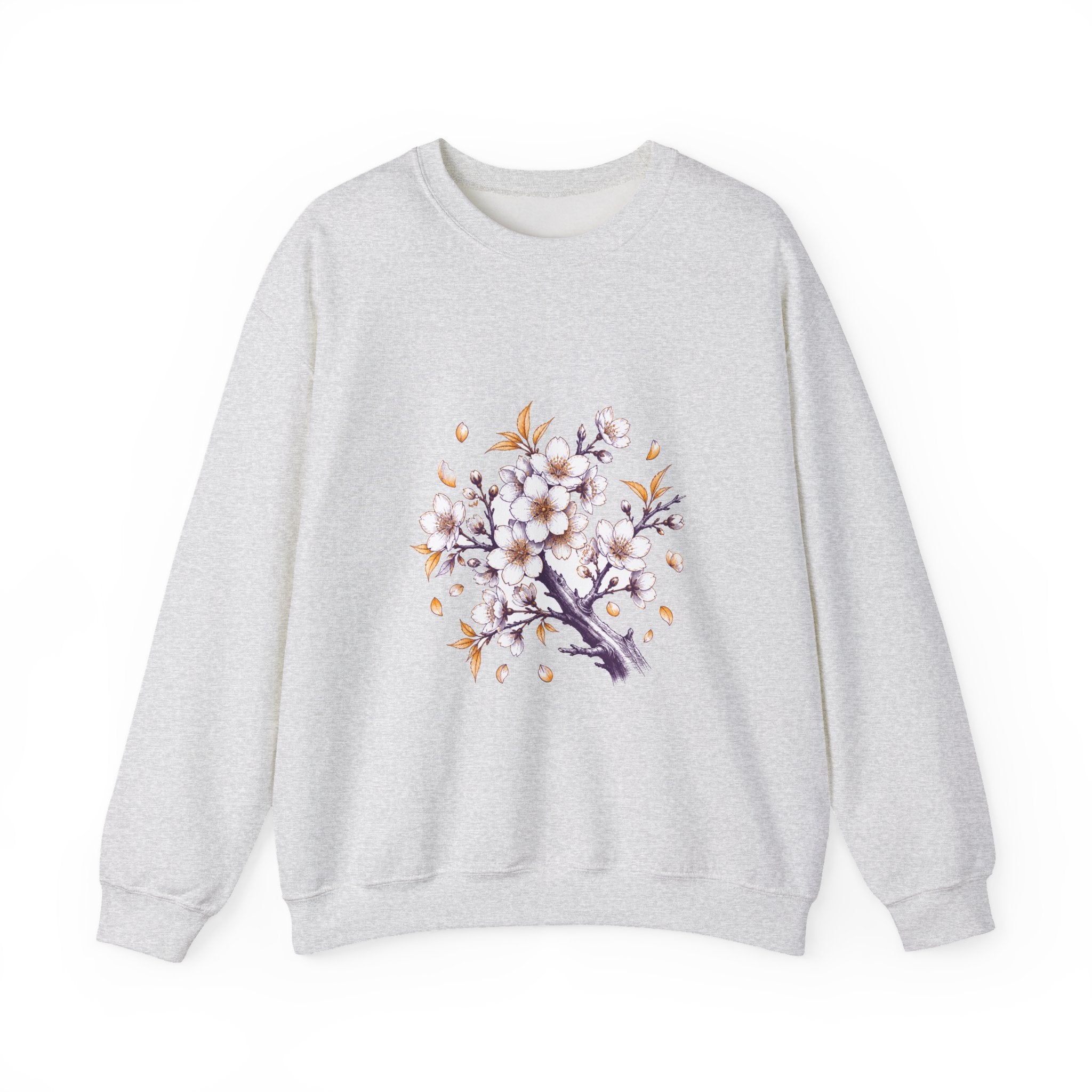 Matching Couple Sweatshirt - Cherry Blossom & Maple Leaf Matching Couple Comfort Colors Crew Hand-Drawn Art His Hers Anniversary Gift - Design A