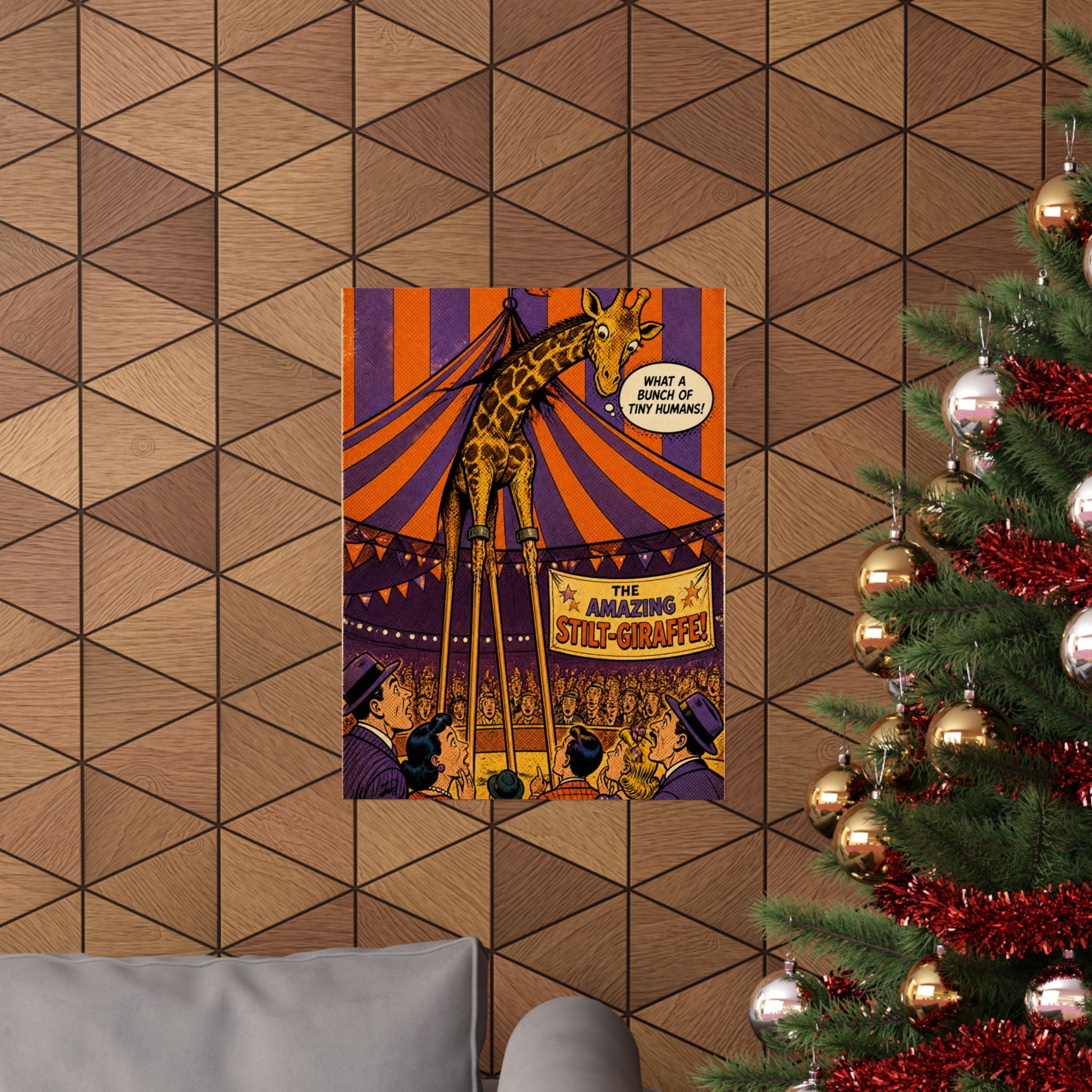 Giraffe on Stilts Wall Art Poster 18×24 Pop Art Living Room Decor Maximalist Print