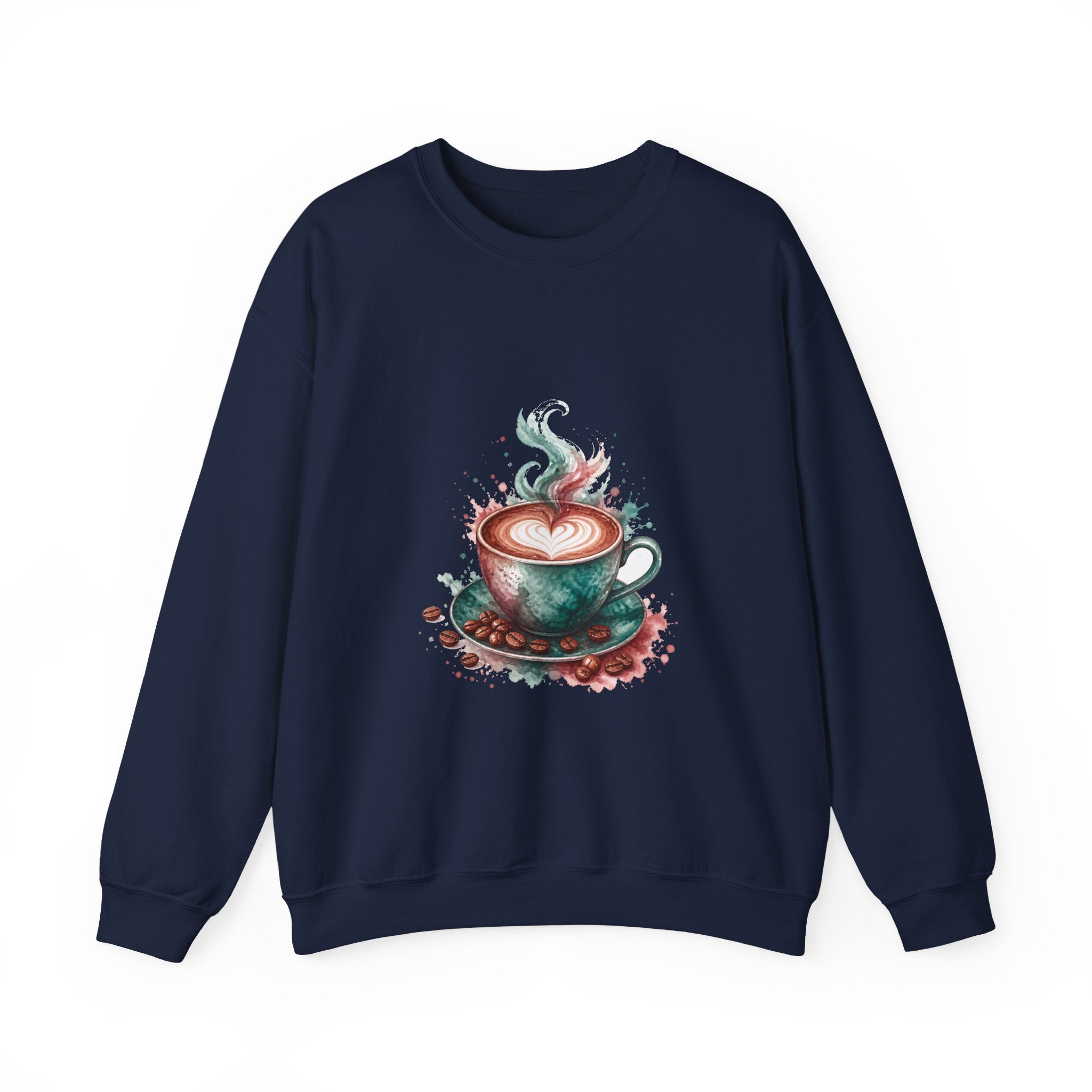 Matching Couple Sweatshirt - Coffee & Tea Matching Couple Comfort Colors Crew Watercolor Art His Hers Birthday Gift - Design A