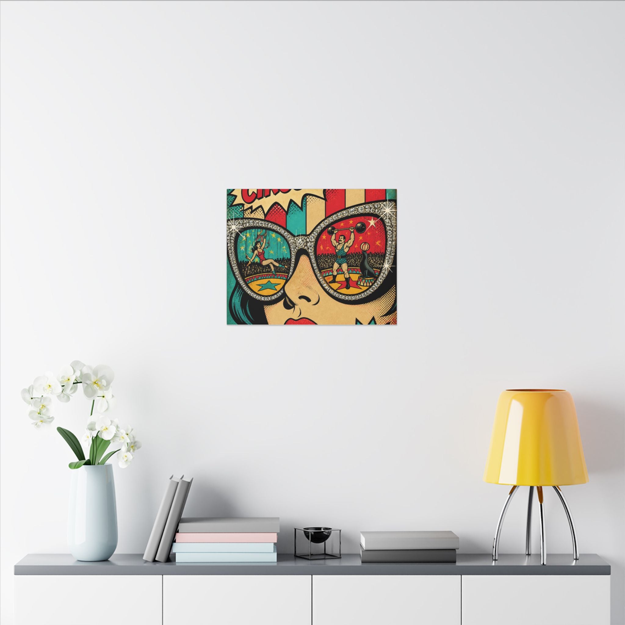 Sunglasses Circus Ring Wall Art Canvas 24×36 Pop Art Restaurant Decor Maximalist Print