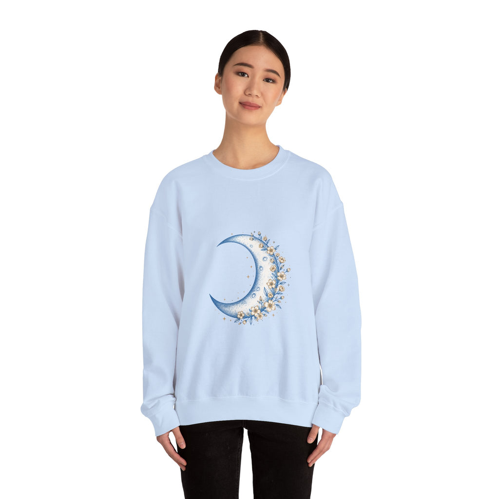 Matching Couple Sweatshirt - Waxing & Waning Moon Matching Couple Crewneck Sweatshirt Hand-Drawn Art His Hers Best Friend Gift - Design A