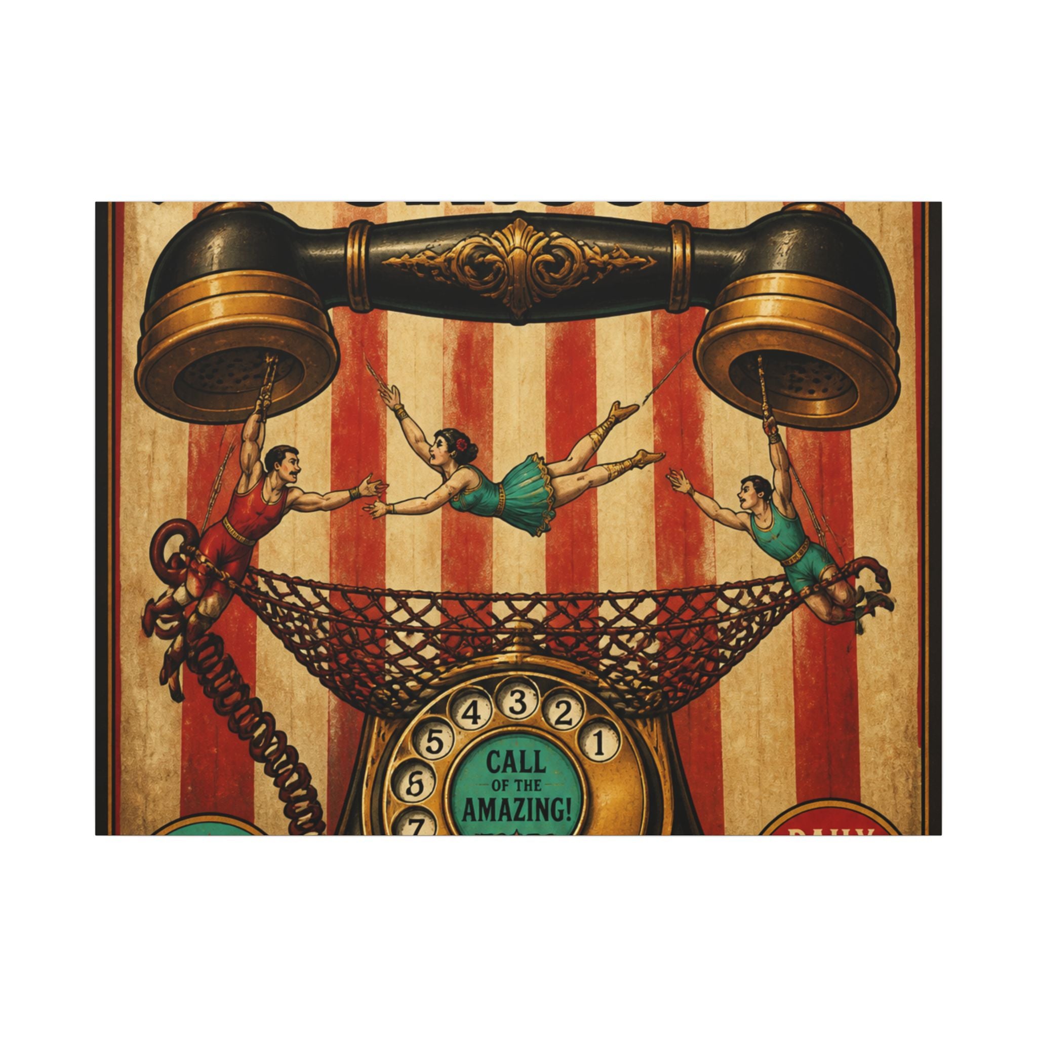 Vintage Telephone Booth Wall Art Canvas 24×36 Vintage Circus Bedroom Decor Maximalist Print