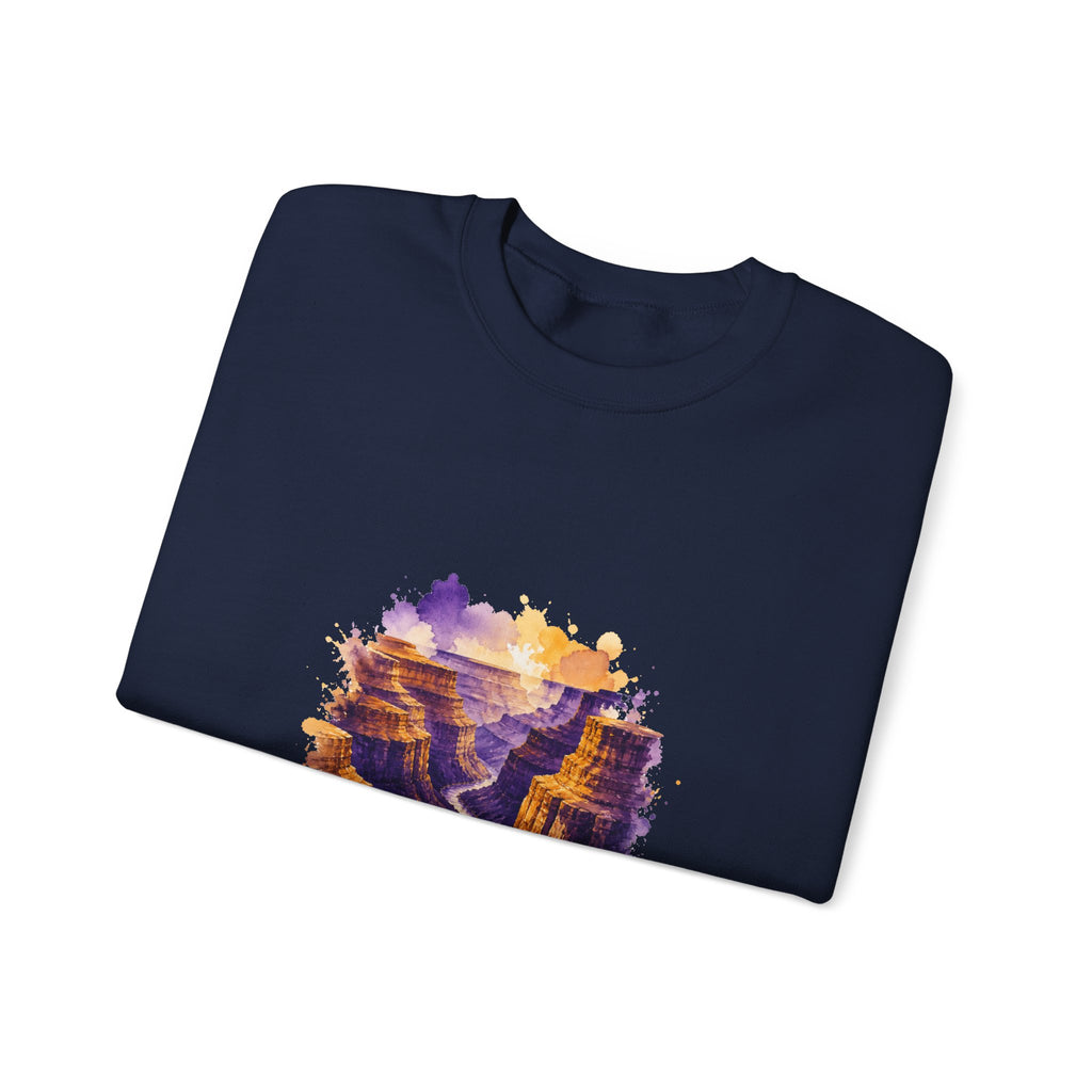 Matching Couple Sweatshirt - Lavender Fields & Canyon Matching Couple Premium Fleece Sweatshirt Watercolor Art His Hers Birthday Gift - Design B