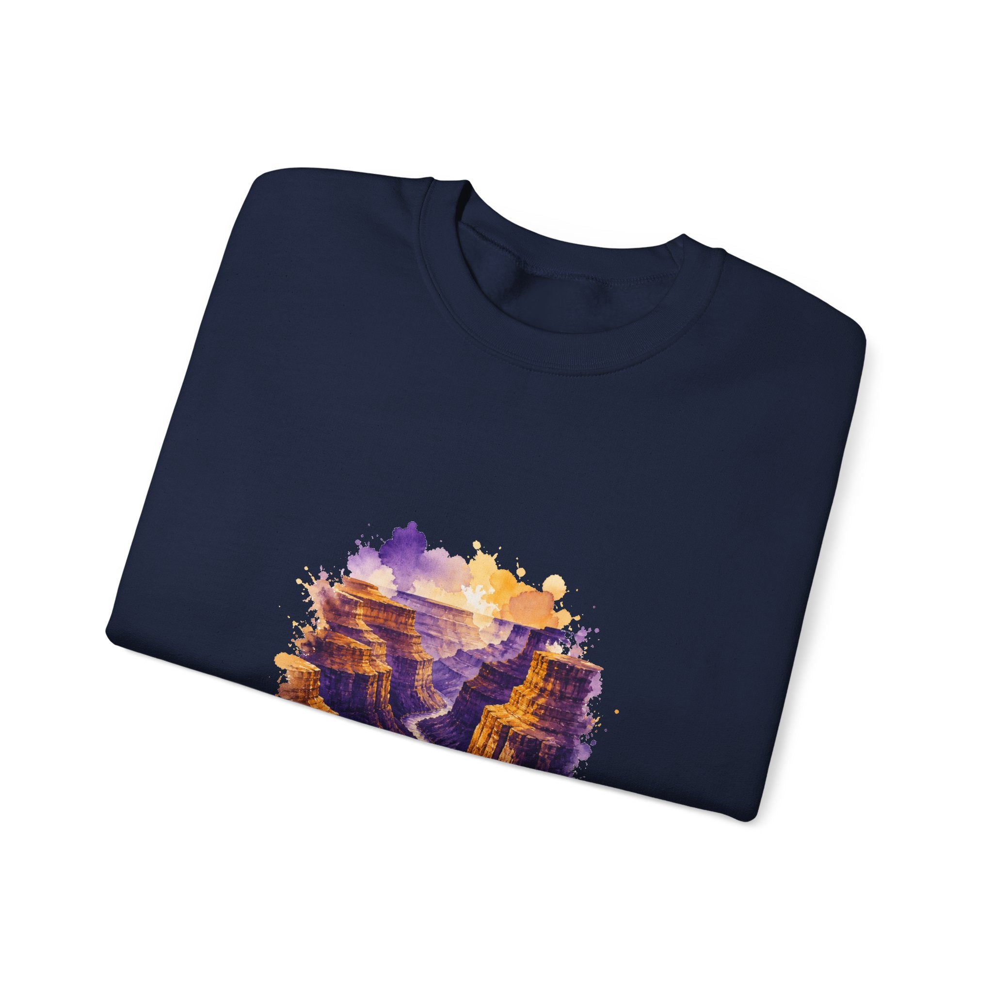Matching Couple Sweatshirt - Lavender Fields & Canyon Matching Couple Premium Fleece Sweatshirt Watercolor Art His Hers Birthday Gift - Design B