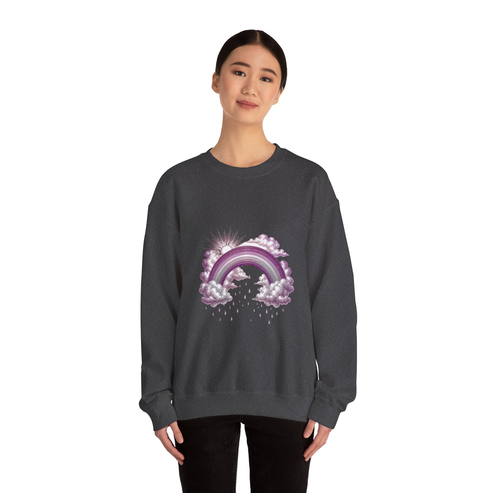 Matching Couple Sweatshirt - Storm & Rainbow Matching Couple Crewneck Sweatshirt Vintage Art His Hers Wedding Gift - Design B