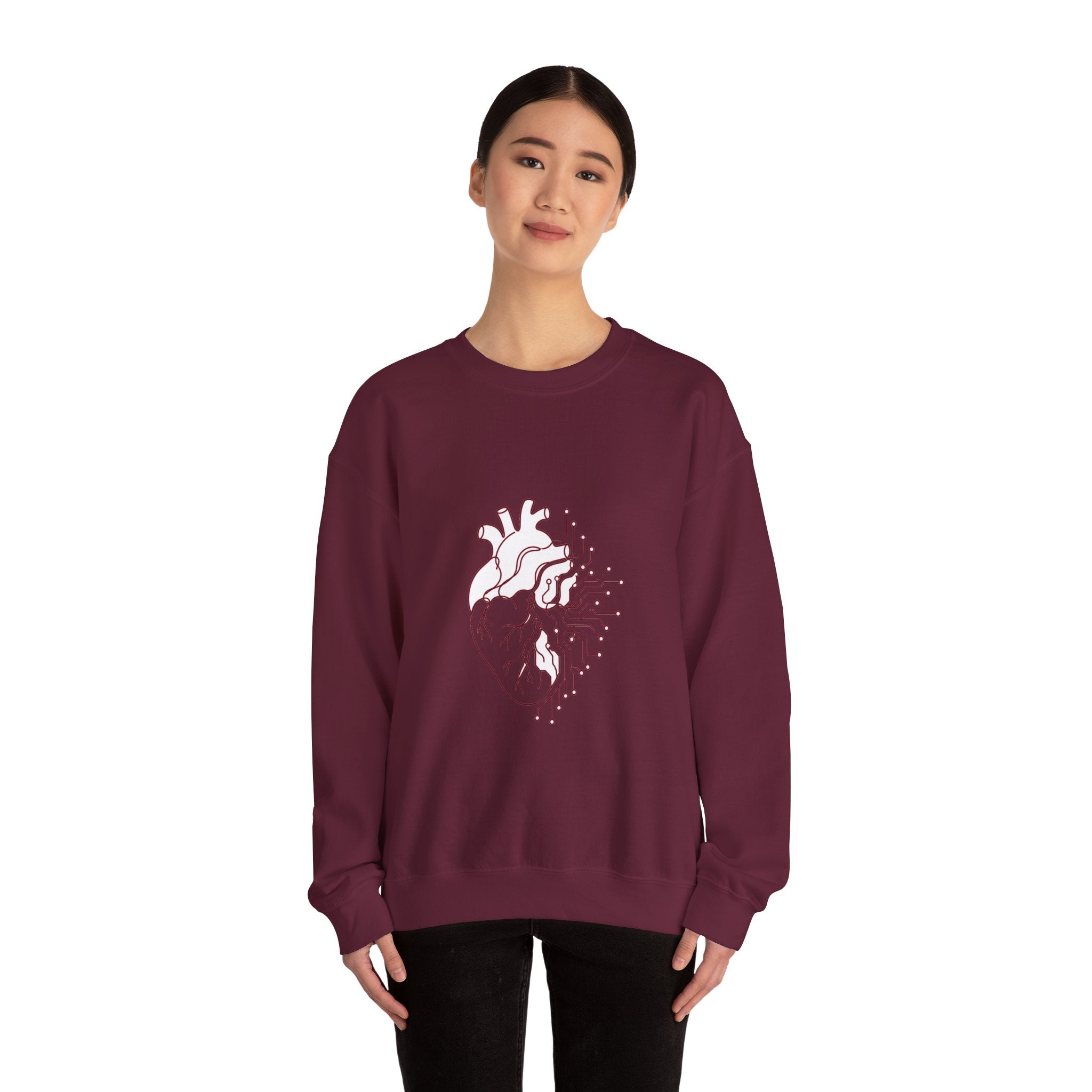 Matching Couple Sweatshirt - Robot & Heart Matching Couple Comfort Colors Crew Minimalist Art His Hers Christmas Gift - Design B
