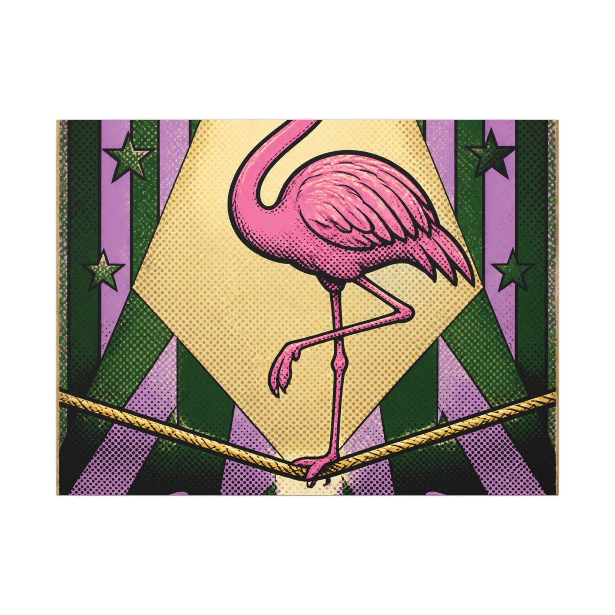 Flamingo Tightrope Wall Art Canvas 16×20 Pop Art Living Room Decor Maximalist Print