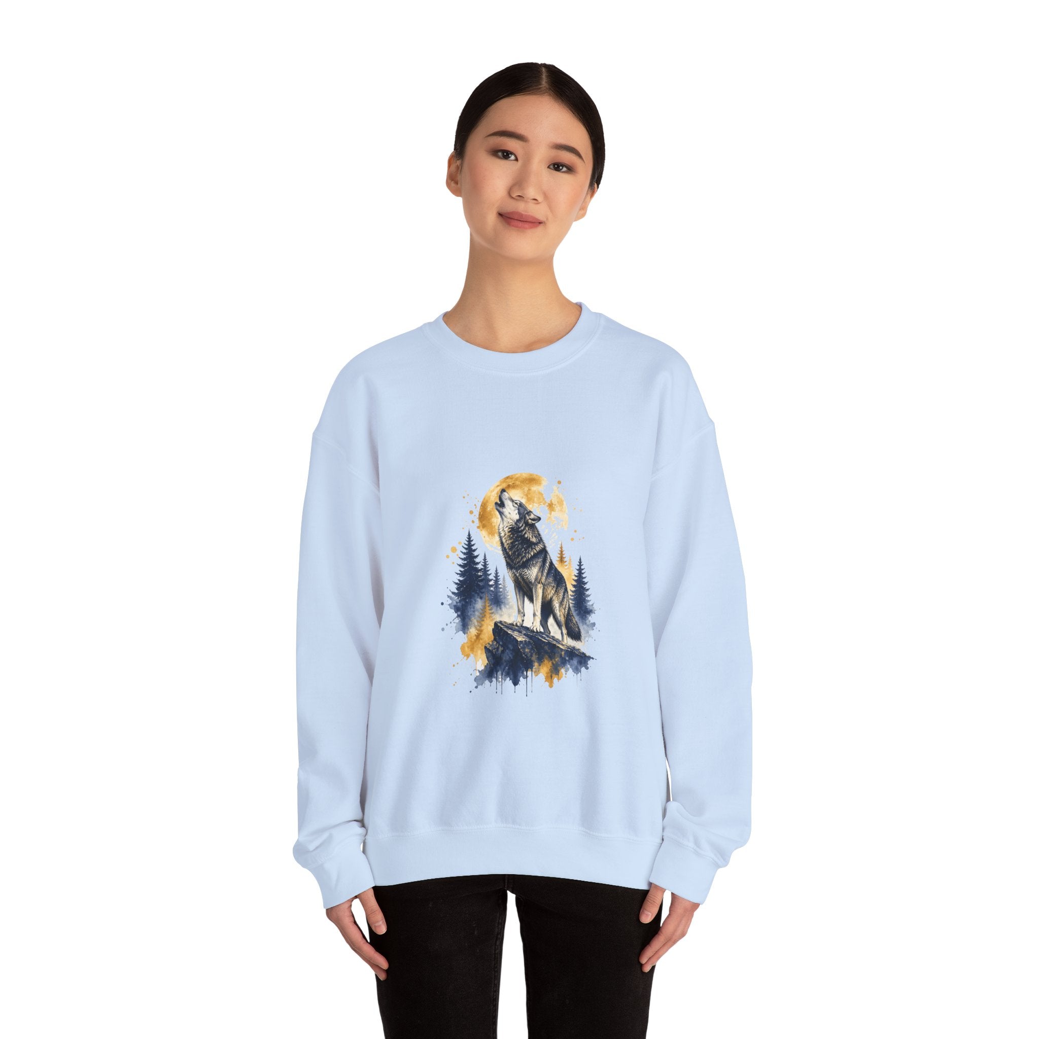 Matching Couple Sweatshirt - Wolf & Dove Matching Couple Comfort Colors Crew Watercolor Art His Hers Birthday Gift - Design A
